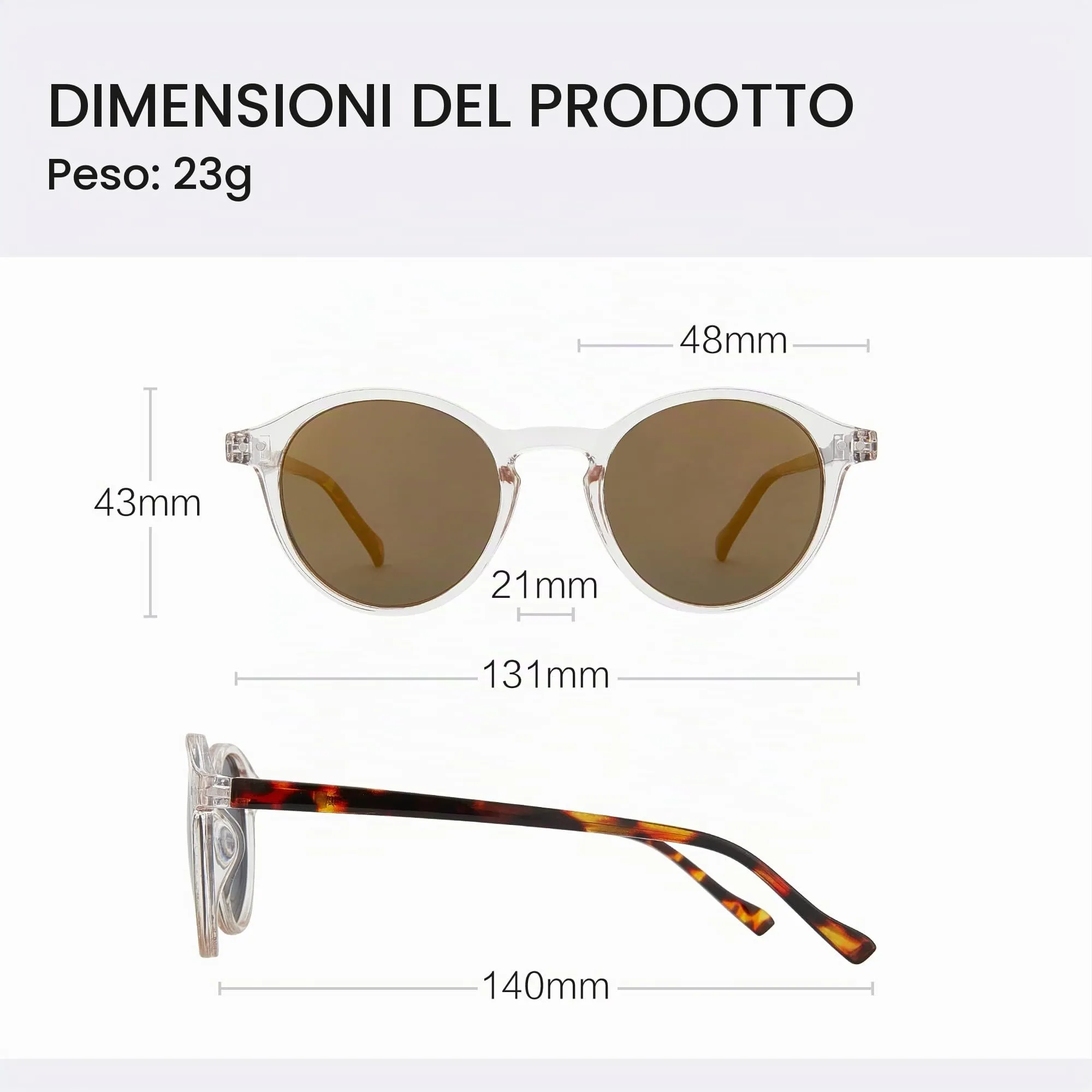 ZENOTTIC Occhiali da Sole Polarizzati Retrò Classici Rotondi UV400 per Uomo e Donna - immagine 6