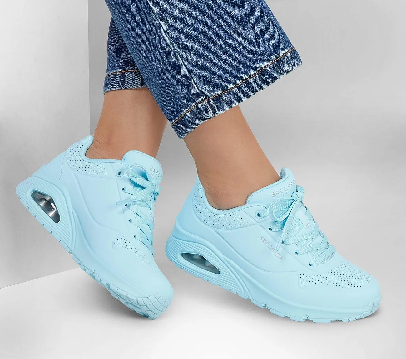 Skechers Uno Stand On Air Scarpe da ginnastica Donna Light Blue Durabuck Mesh 37 EU - immagine 2