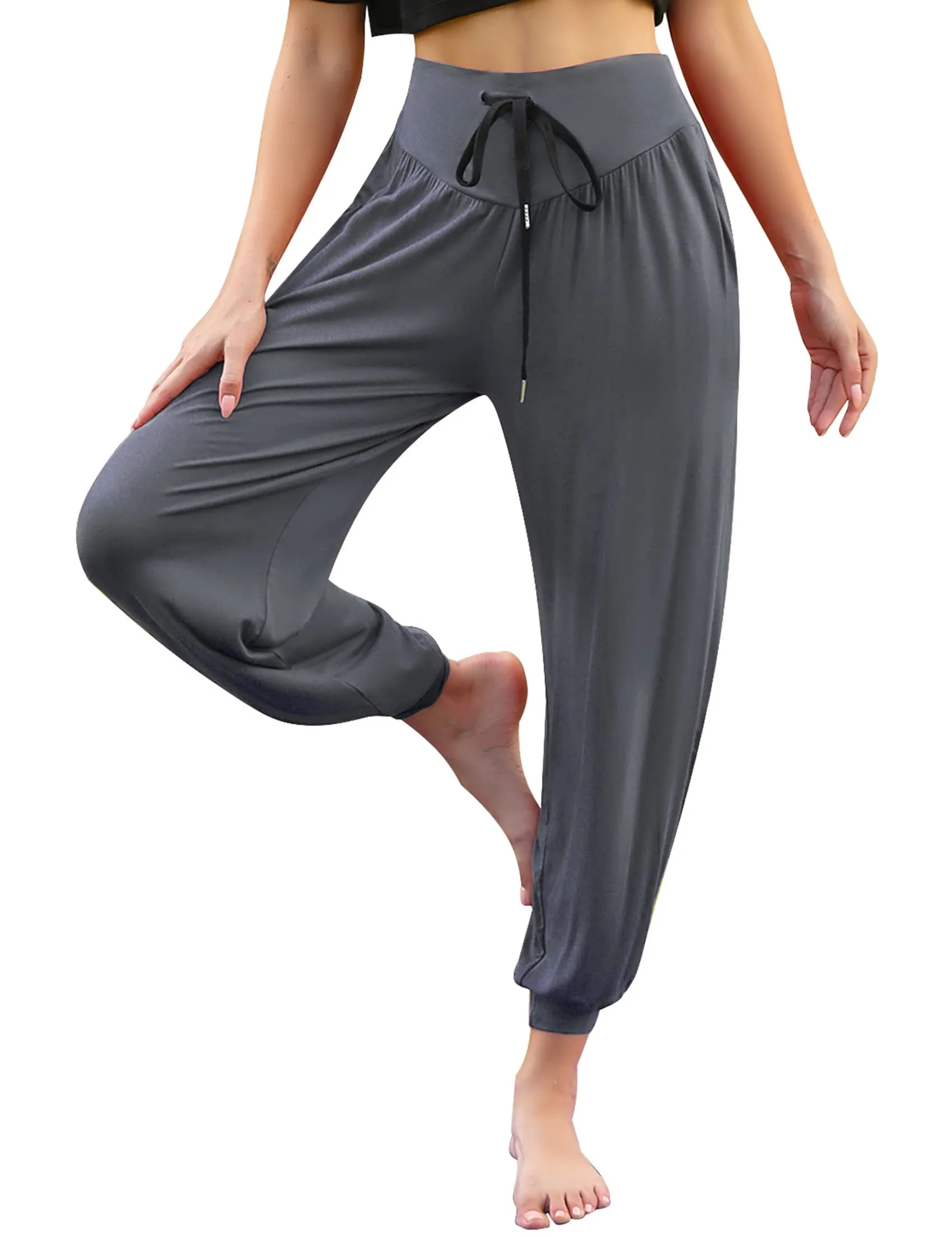 Terecey Pantaloni Yoga Donna Harem Vita Alta con Tasche e Coulisse Gamba Larga - immagine 1