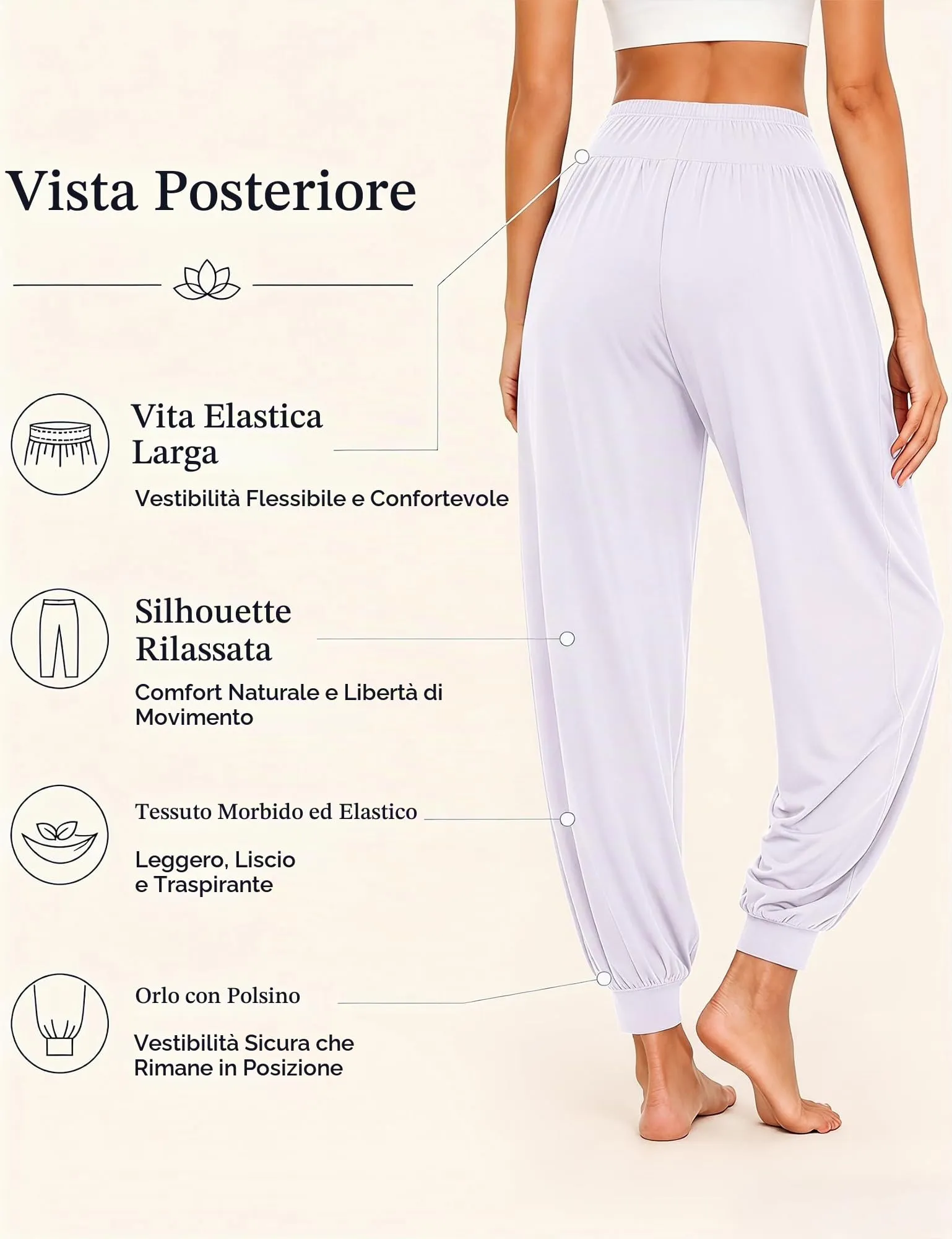 Terecey Pantaloni Harem Donna Vita Alta con Tasche e Fondo Elastico Casual - immagine 5