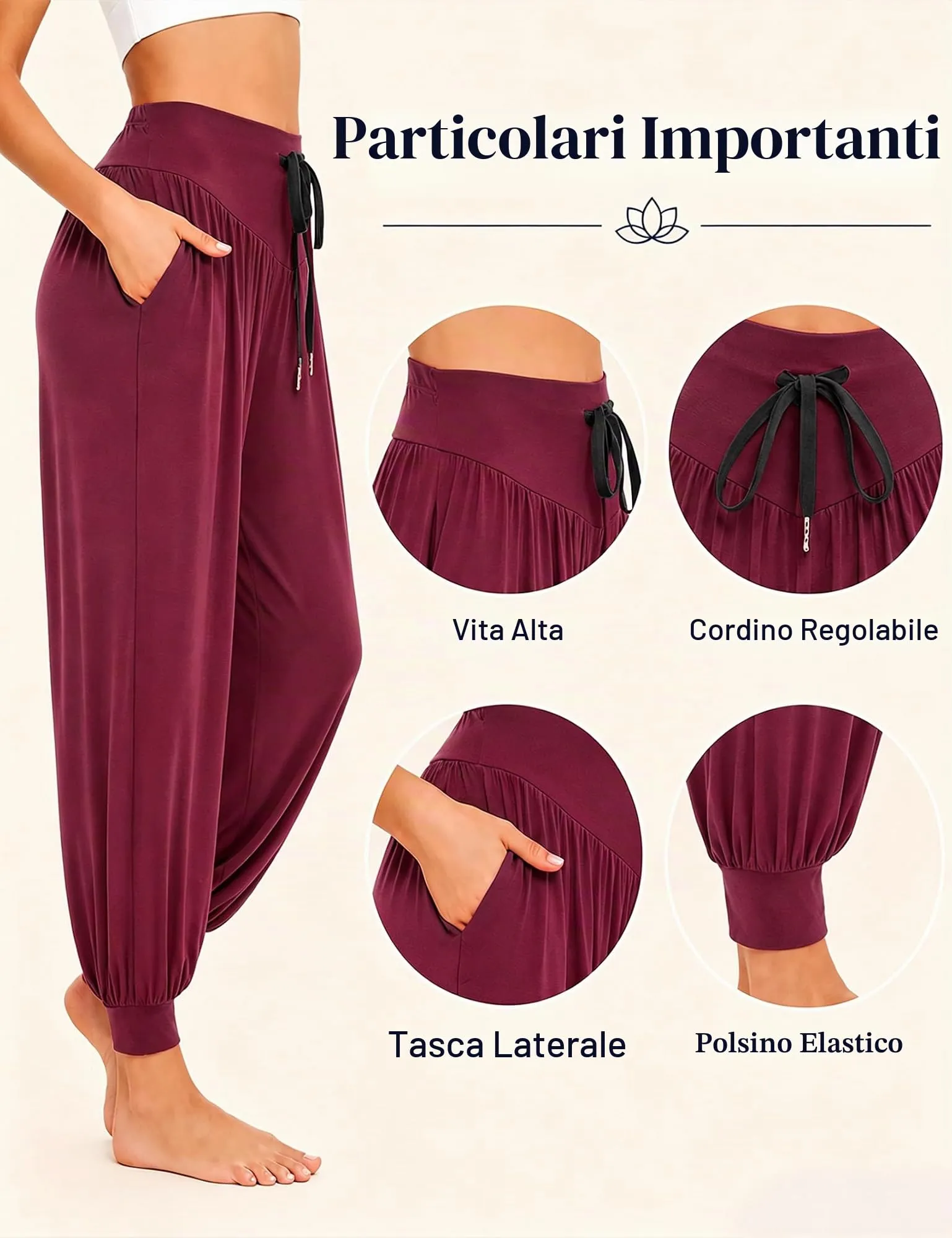 Terecey Jogger Donna Vita Alta con Tasche Laterali per Yoga Fitness e Relax - immagine 4