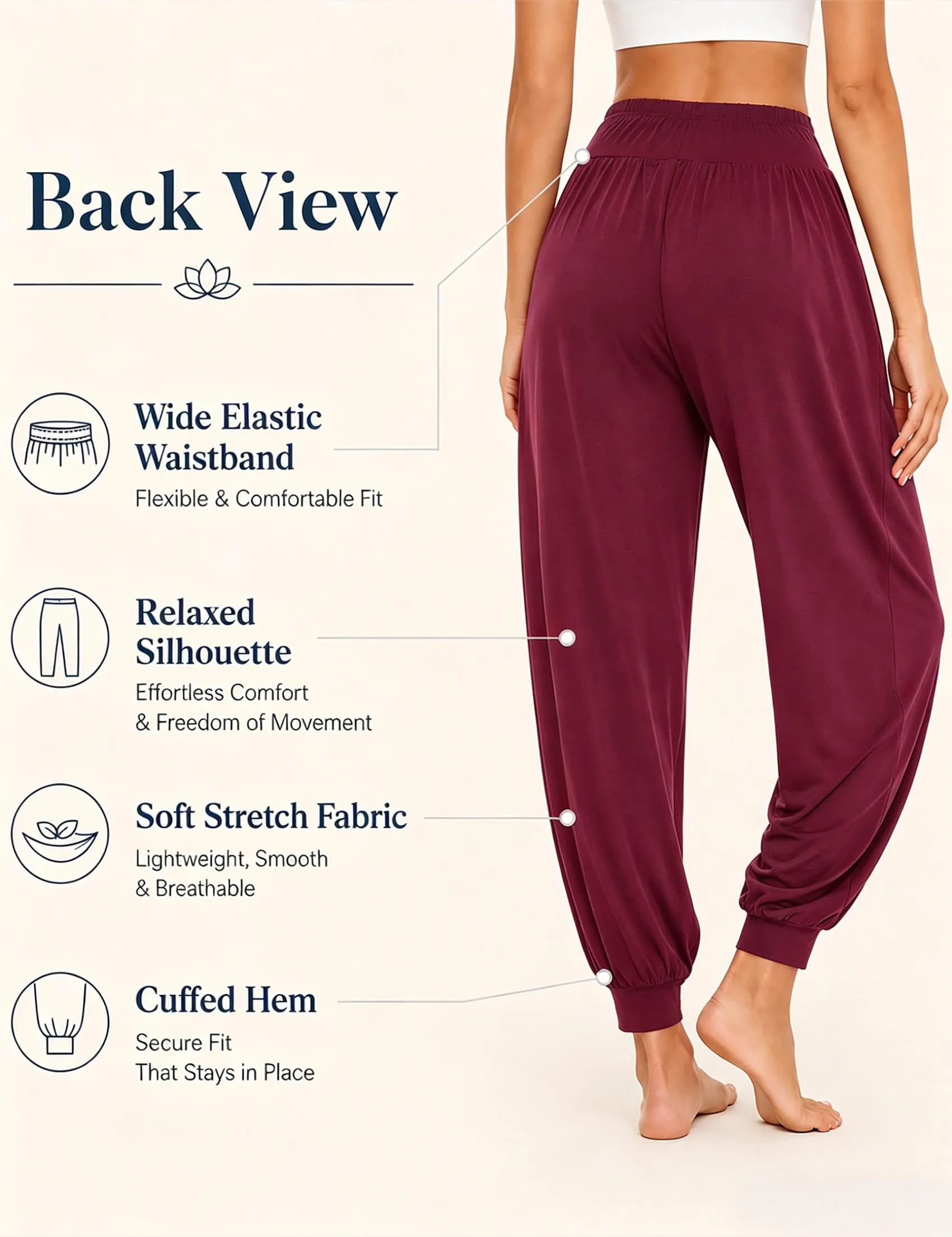 Terecey Jogger Donna Vita Alta con Tasche Laterali per Yoga Fitness e Relax - immagine 5