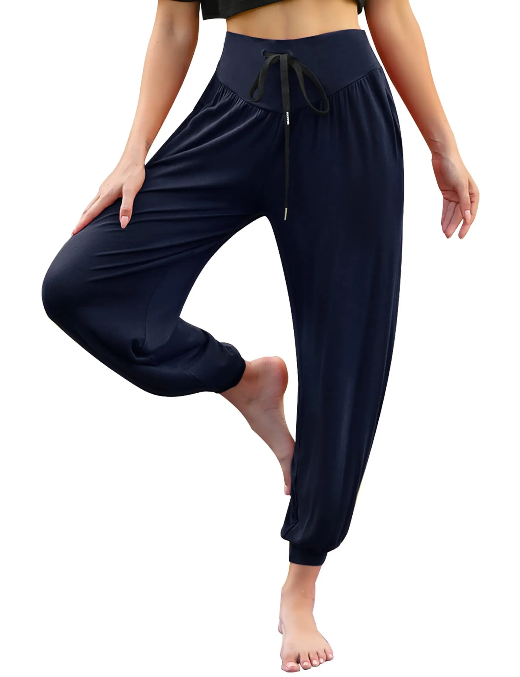 Terecey Pantaloni Yoga Donna Harem Vita Alta con Tasche e Coulisse Gamba Larga - immagine 1