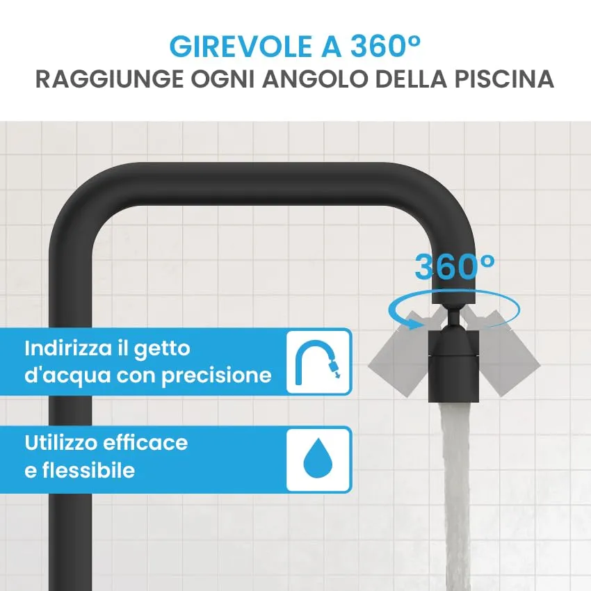 Bächlein Rompigetto Universale per Rubinetti da Cucina, Due Tipi di Getti, Rotabile, Nero Opaco - immagine 5