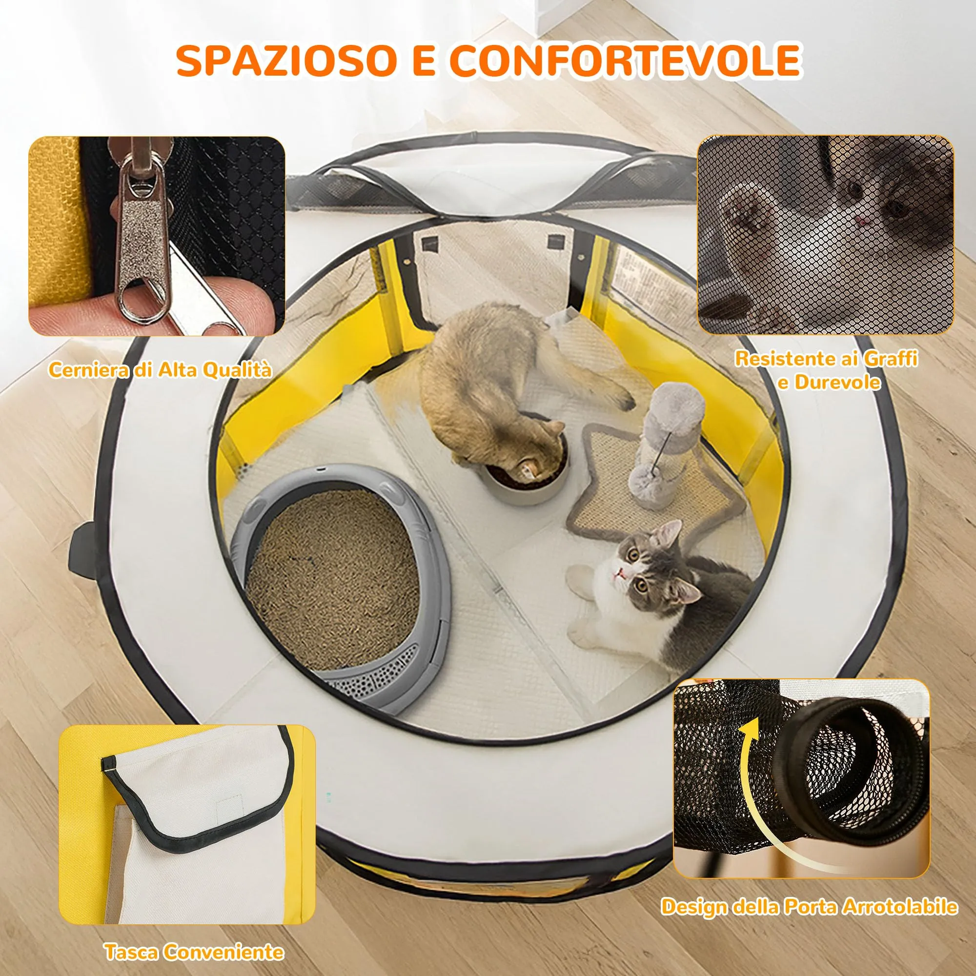 ALLSOPETS Recinto per Cani da Interno Pieghevole, Rosa, M - immagine 4