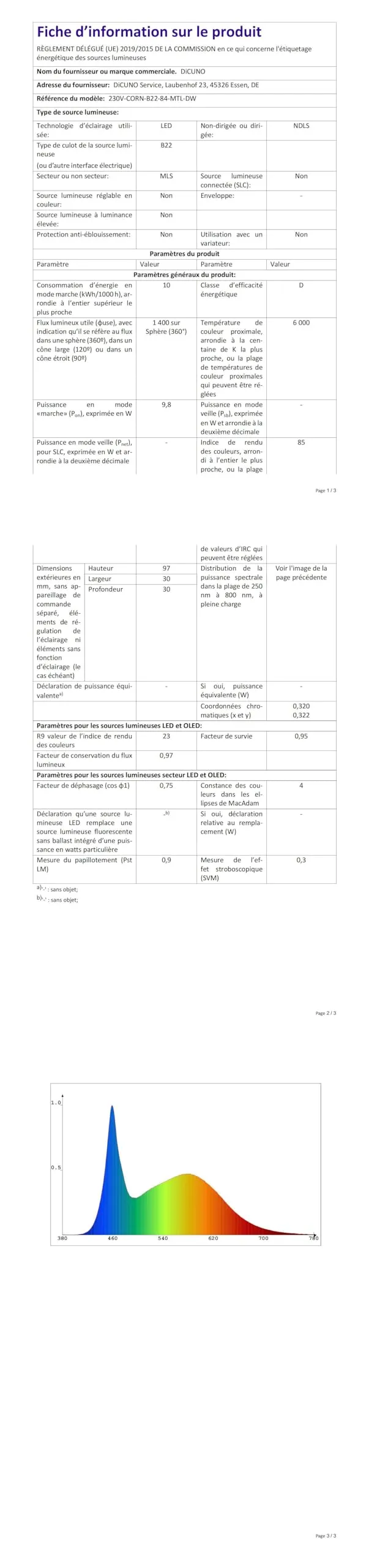DiCUNO Lampadina LED B22 10W 6000K 1400lm, 4 Pezzi - immagine 11