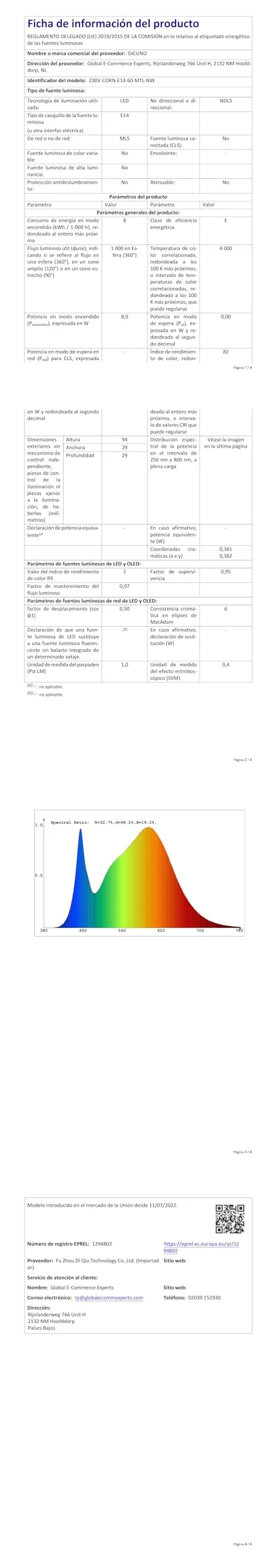 DiCUNO Lampadina LED E14 8W 4000K 1000lm, 2 Pezzi - immagine 9