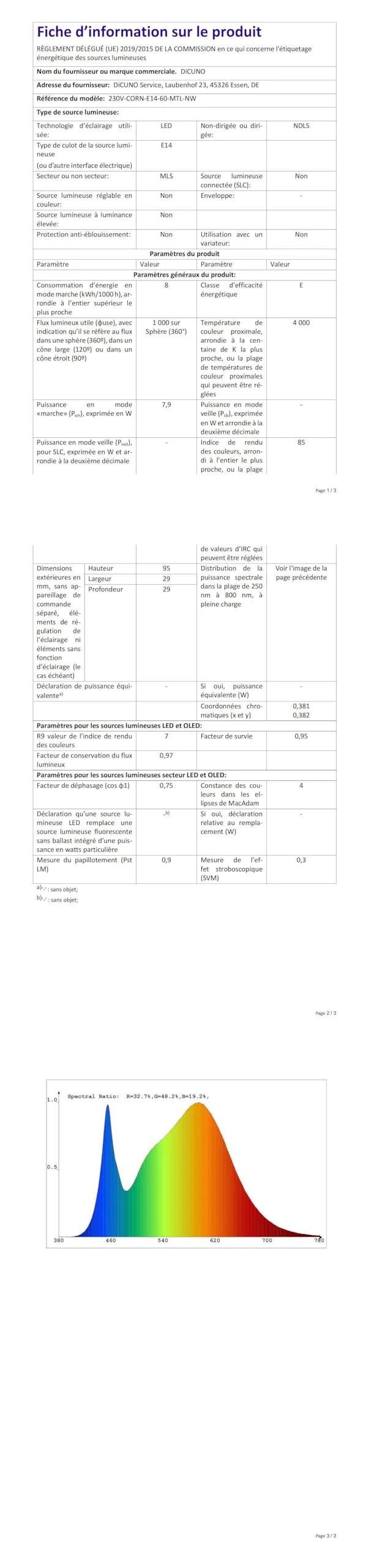 DiCUNO Lampadina LED E14 8W 4000K 1000lm, 2 Pezzi - immagine 10