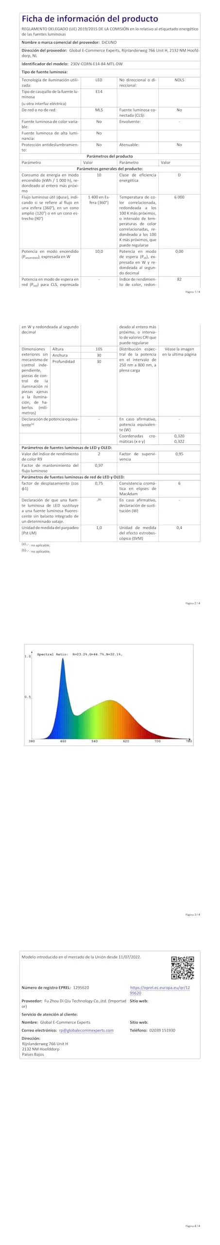 DiCUNO Lampadina LED E14 10W 6000K 1400lm, 4 Pezzi - immagine 9