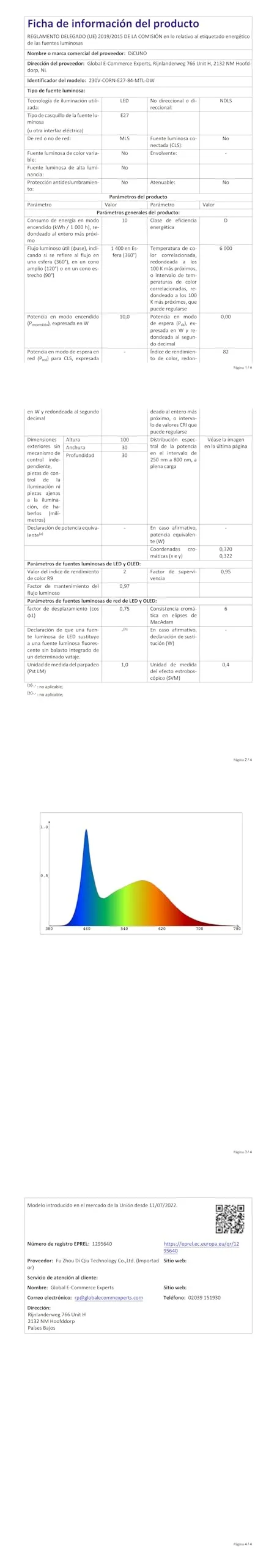 DiCUNO Lampadina LED E27 10W 6000K 1400lm, 2 Pezzi - immagine 9