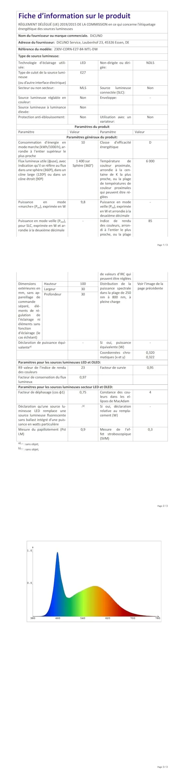 DiCUNO Lampadina LED E27 10W 6000K 1400lm, 2 Pezzi - immagine 10