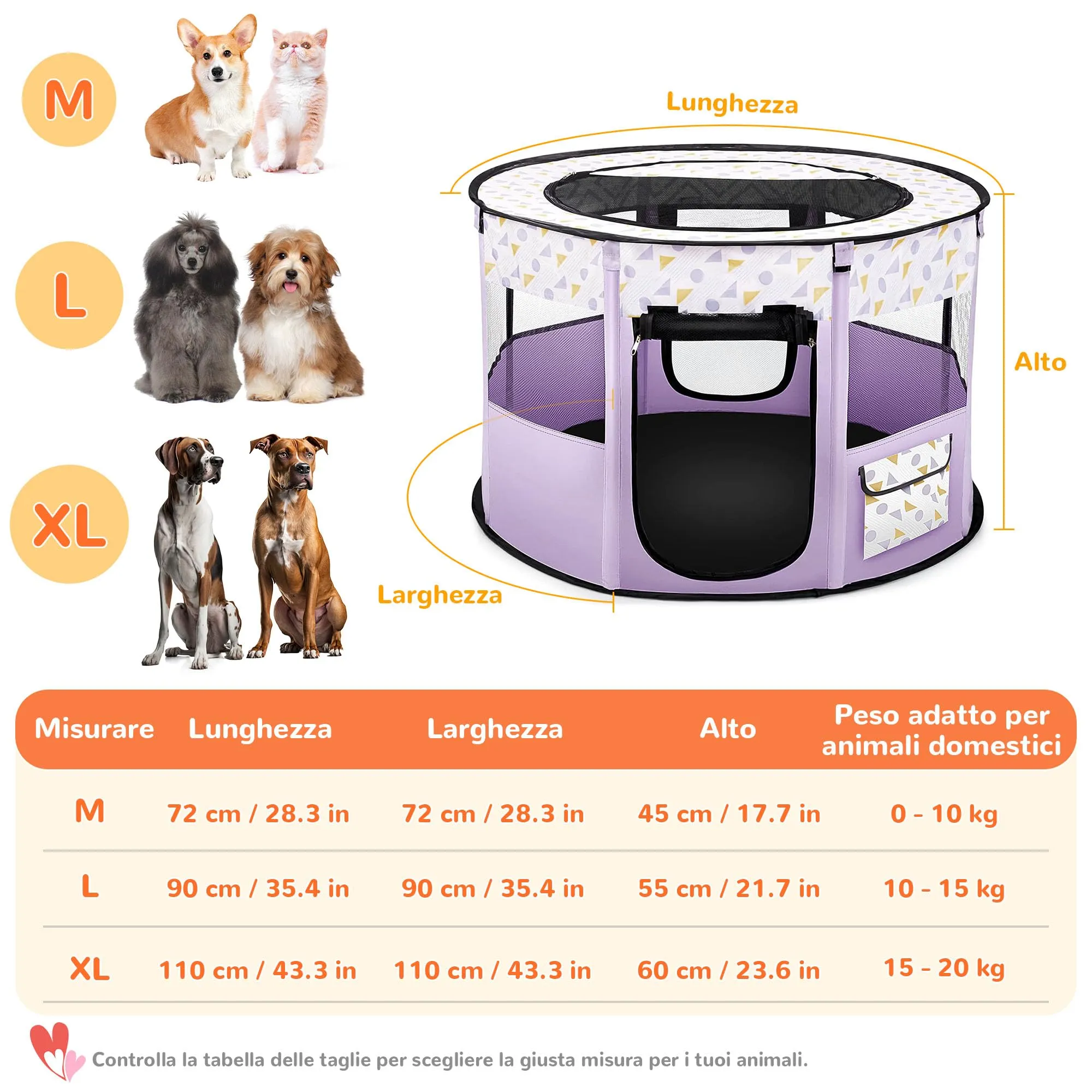 ALLSOPETS Recinto per Cani da Interno Pieghevole, Viola, L - immagine 6