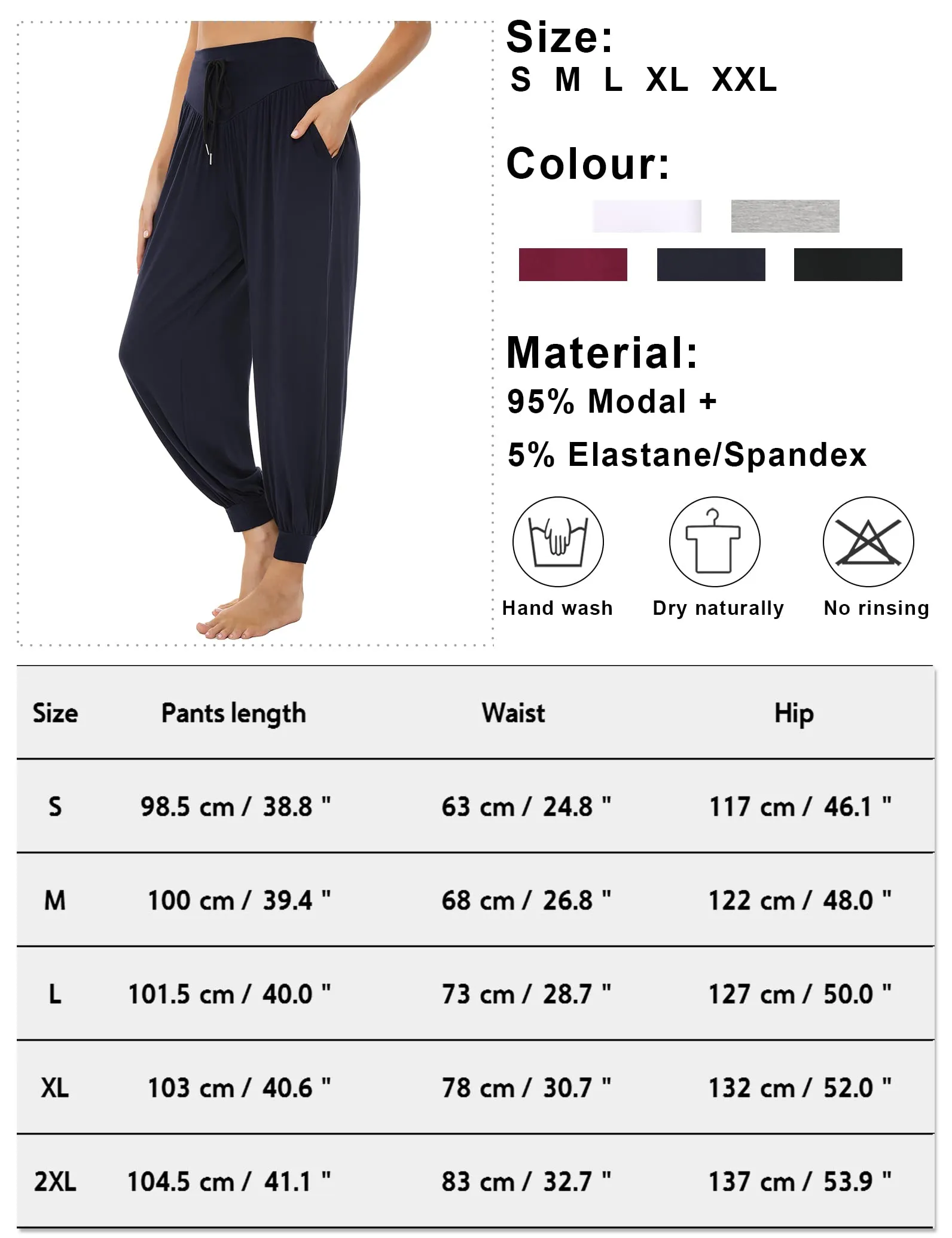 Terecey Pantaloni Yoga Donna Harem Vita Alta con Tasche e Coulisse Gamba Larga - immagine 7