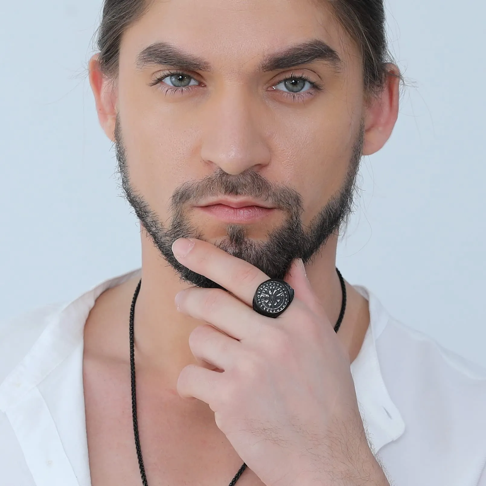 FaithHeart Anello Uomo Vichingo Bussola Vegvisir Mitologia Nordica Rune Nodo Celtico Taglia IT 22 - immagine 2