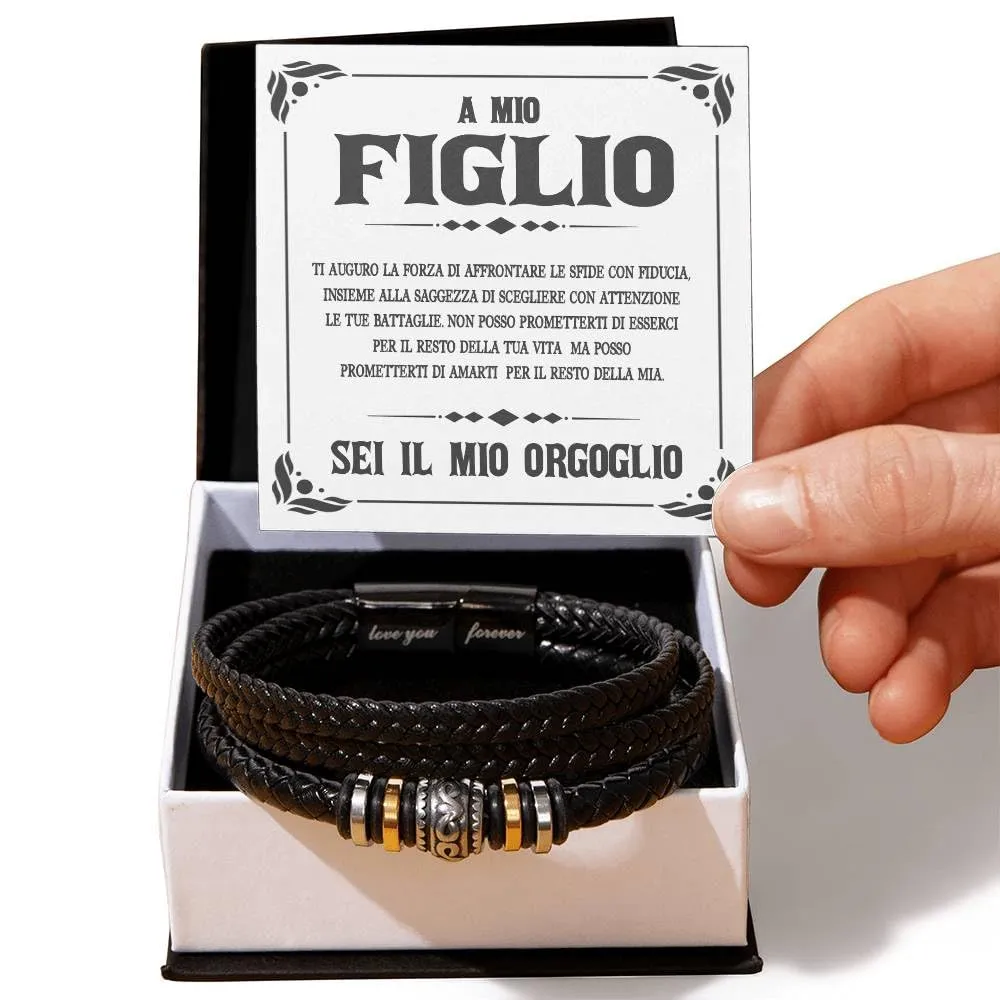 Bramart Bracciale Uomo in Pelle Intrecciata e Acciaio Inox, 21 cm - immagine 2