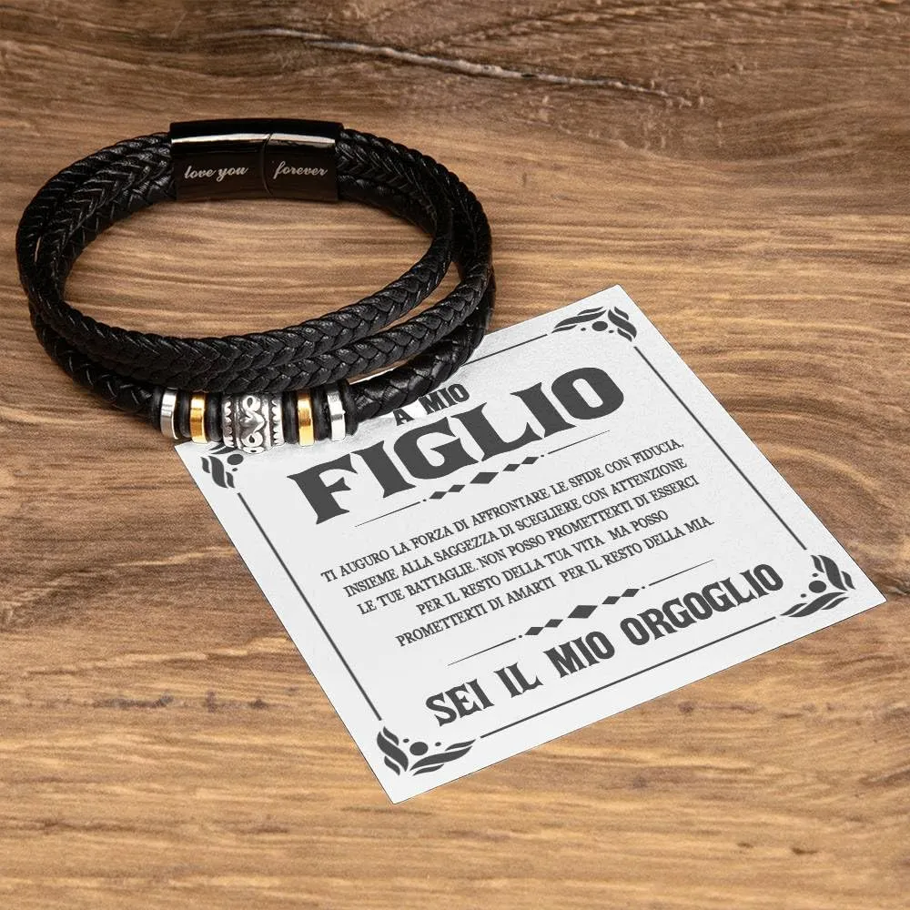 Bramart Bracciale Uomo in Pelle Intrecciata e Acciaio Inox, 21 cm - immagine 3