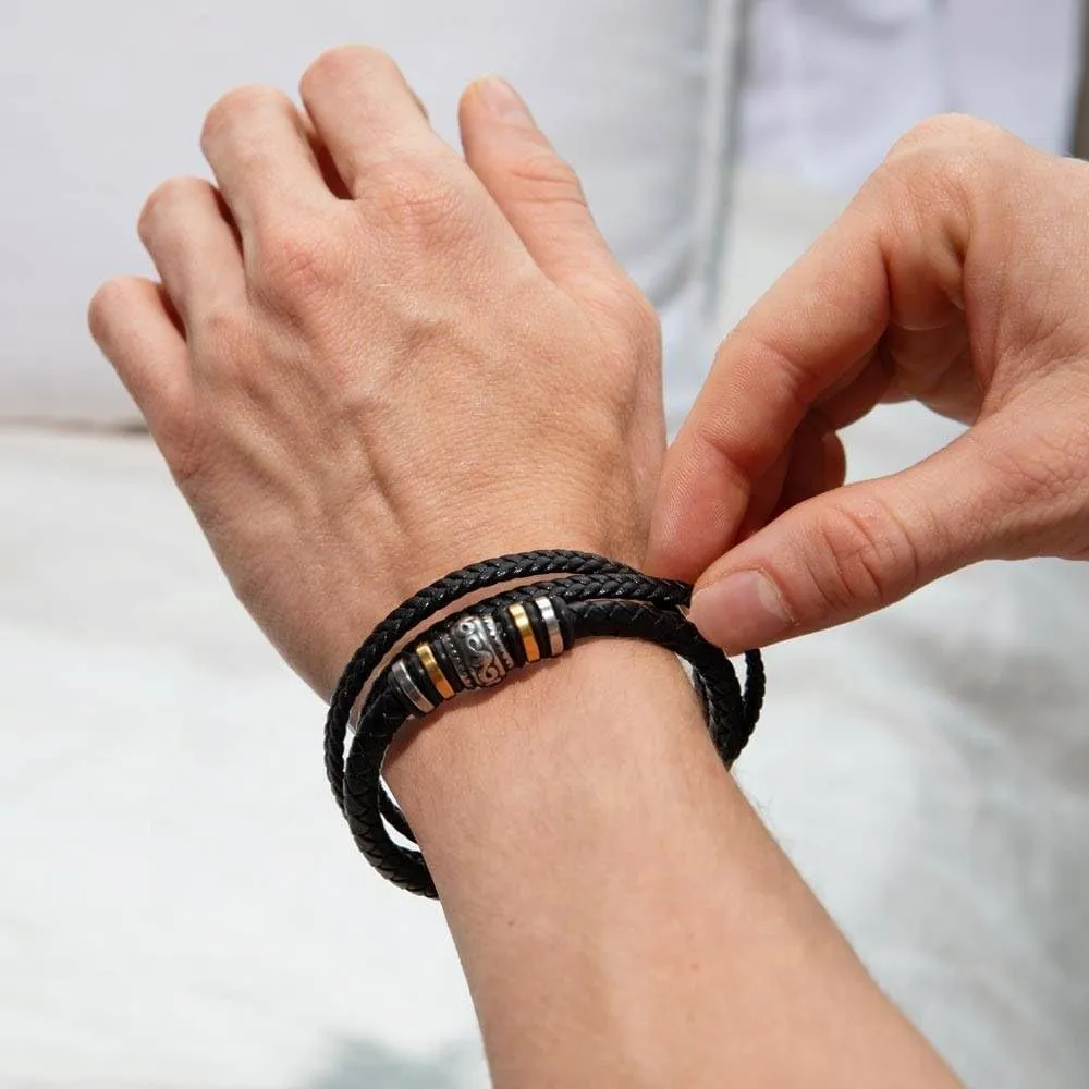 Bramart Bracciale Uomo in Pelle Intrecciata e Acciaio Inox, 21 cm - immagine 4