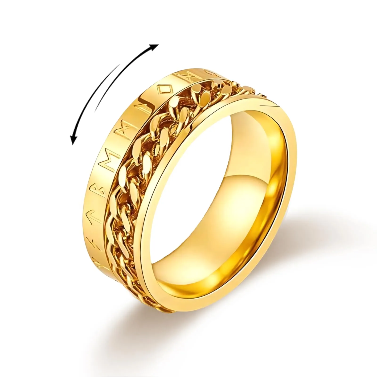 MERTTURM Anello Antistress Uomo in Acciaio Inossidabile con Rune Vichinghe, Anello Rotabile per Ansia e Relax - immagine 1