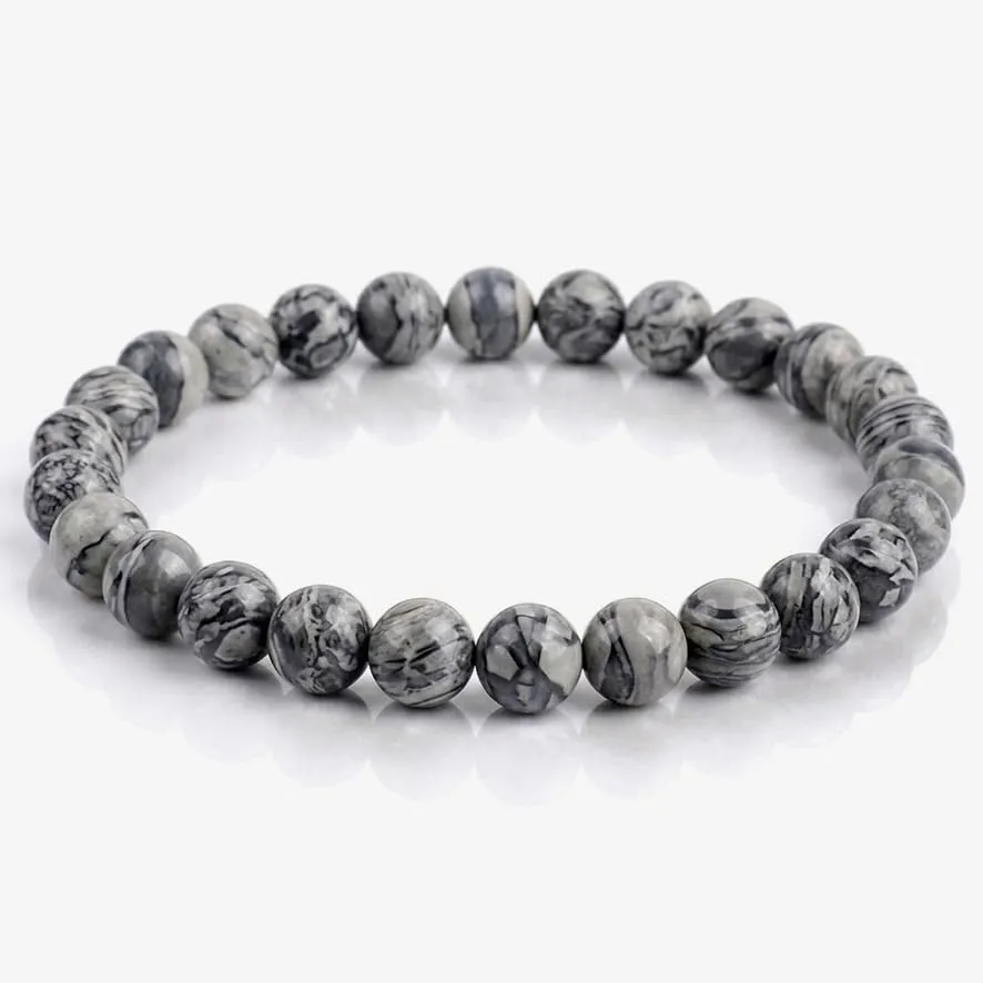 Alchimia Bracciale Elastico in Pietre Naturali 6 mm, Diaspro Picasso - immagine 2