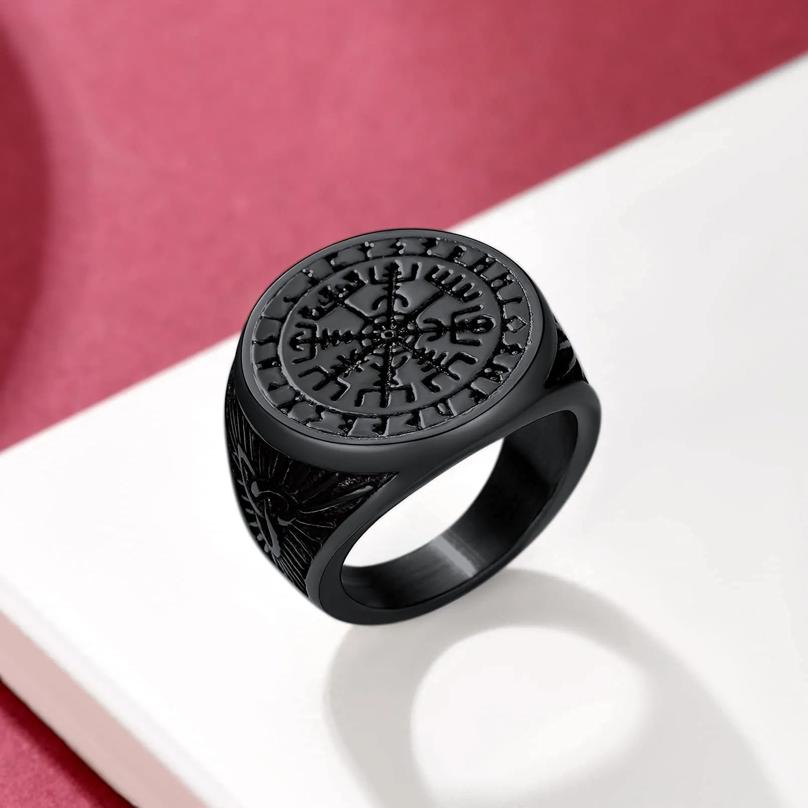FaithHeart Anello Uomo Vichingo Bussola Vegvisir Mitologia Nordica Rune con Nodo Celtico, Taglia IT 17 - immagine 8