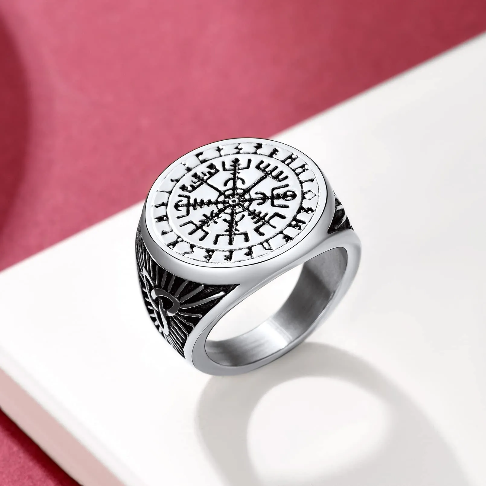 FaithHeart Anello Uomo Vichingo Bussola Vegvisir Rune Nodo Celtico in Acciaio Inossidabile Argento, Taglia IT 14-27 - immagine 9