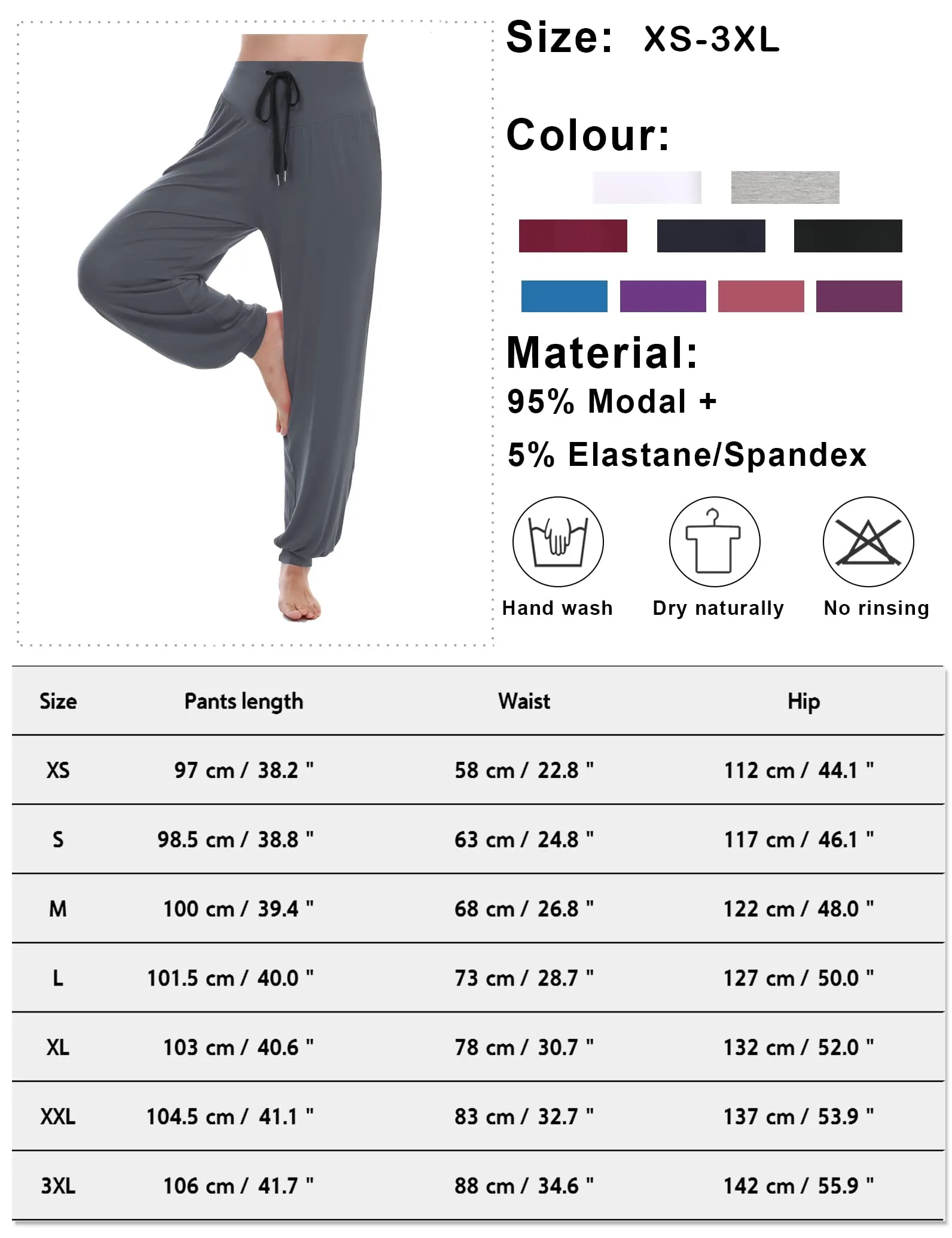 Terecey Pantaloni Yoga Donna Harem Vita Alta con Tasche e Coulisse Gamba Larga - immagine 7