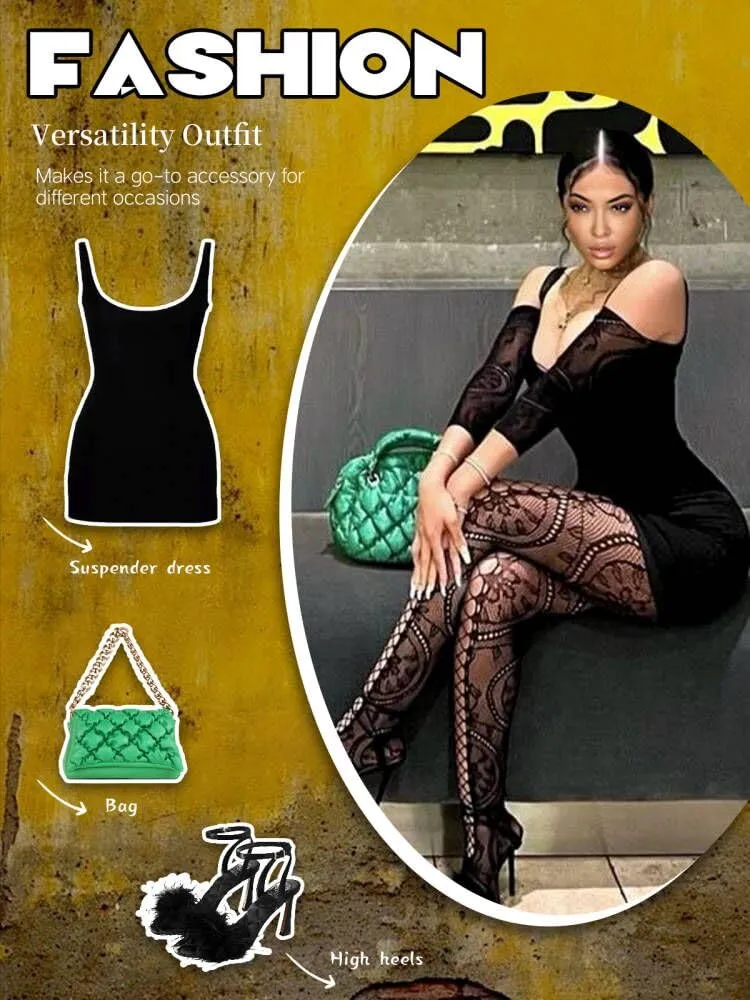 Buitifo Donna Fishnet Bodystocking Pigiama, Nero SYJC, Taglia unica - immagine 4