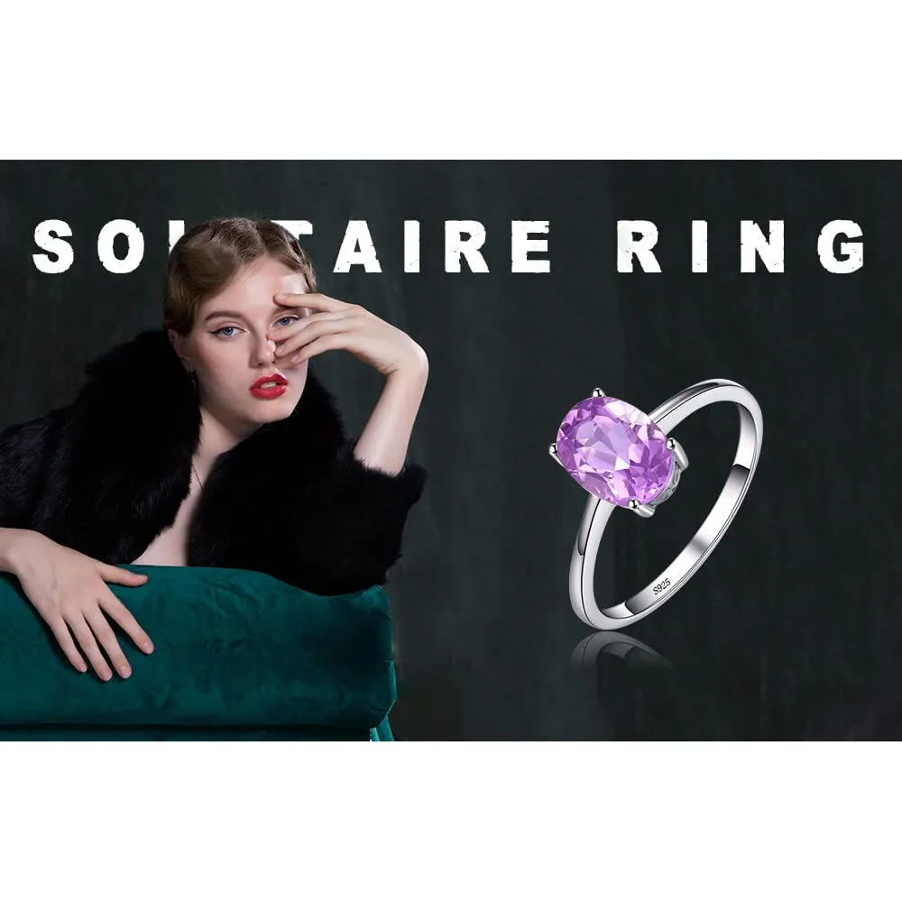 JewelryPalace Anello da donna in argento 925 placcato oro con Ametista viola taglio ovale - immagine 6