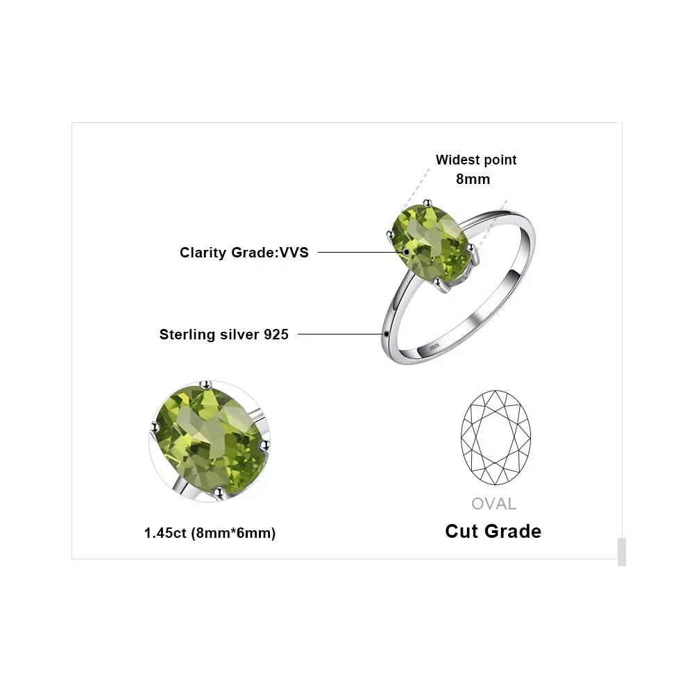 JewelryPalace Anello Donna in Argento 925 con Peridoto Verde Naturale Taglio Ovale, Taglia 54 - immagine 2