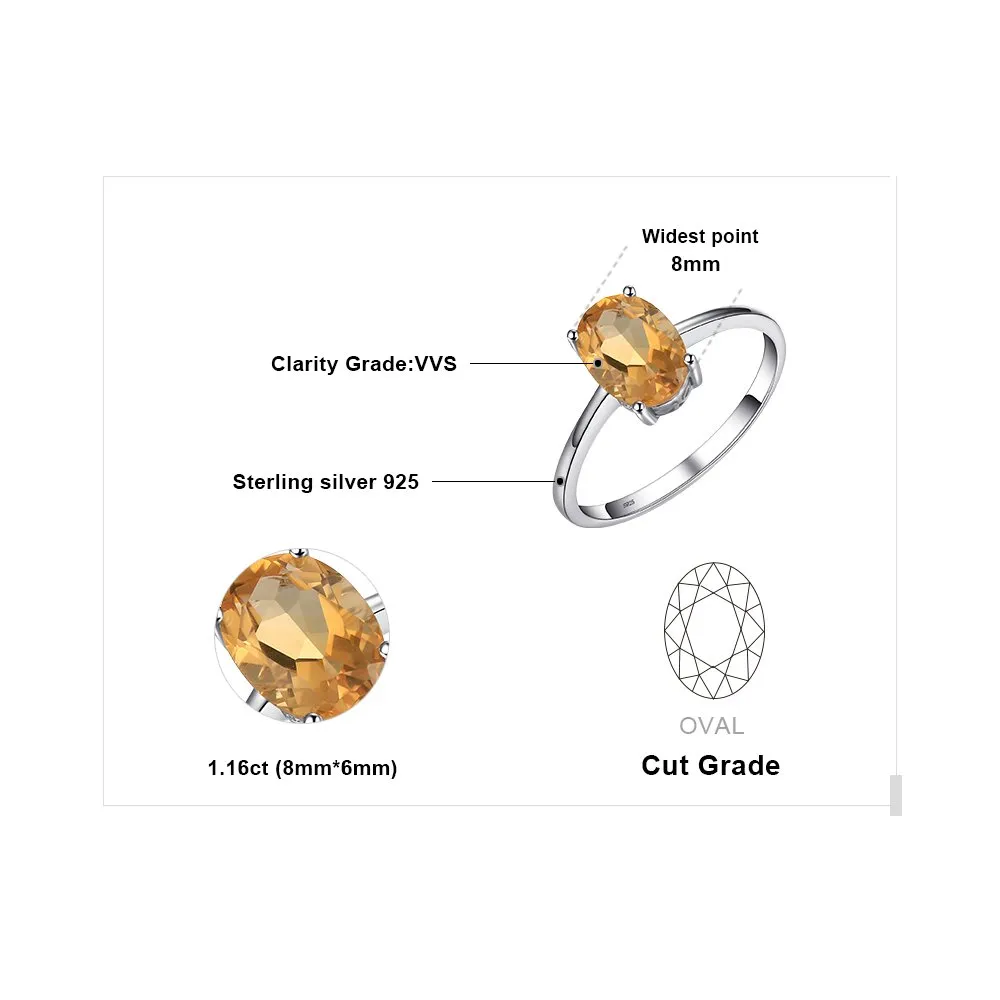 JewelryPalace Anello da donna in argento Sterling 925 placcato oro con Citrino Arancione Ovale - immagine 2