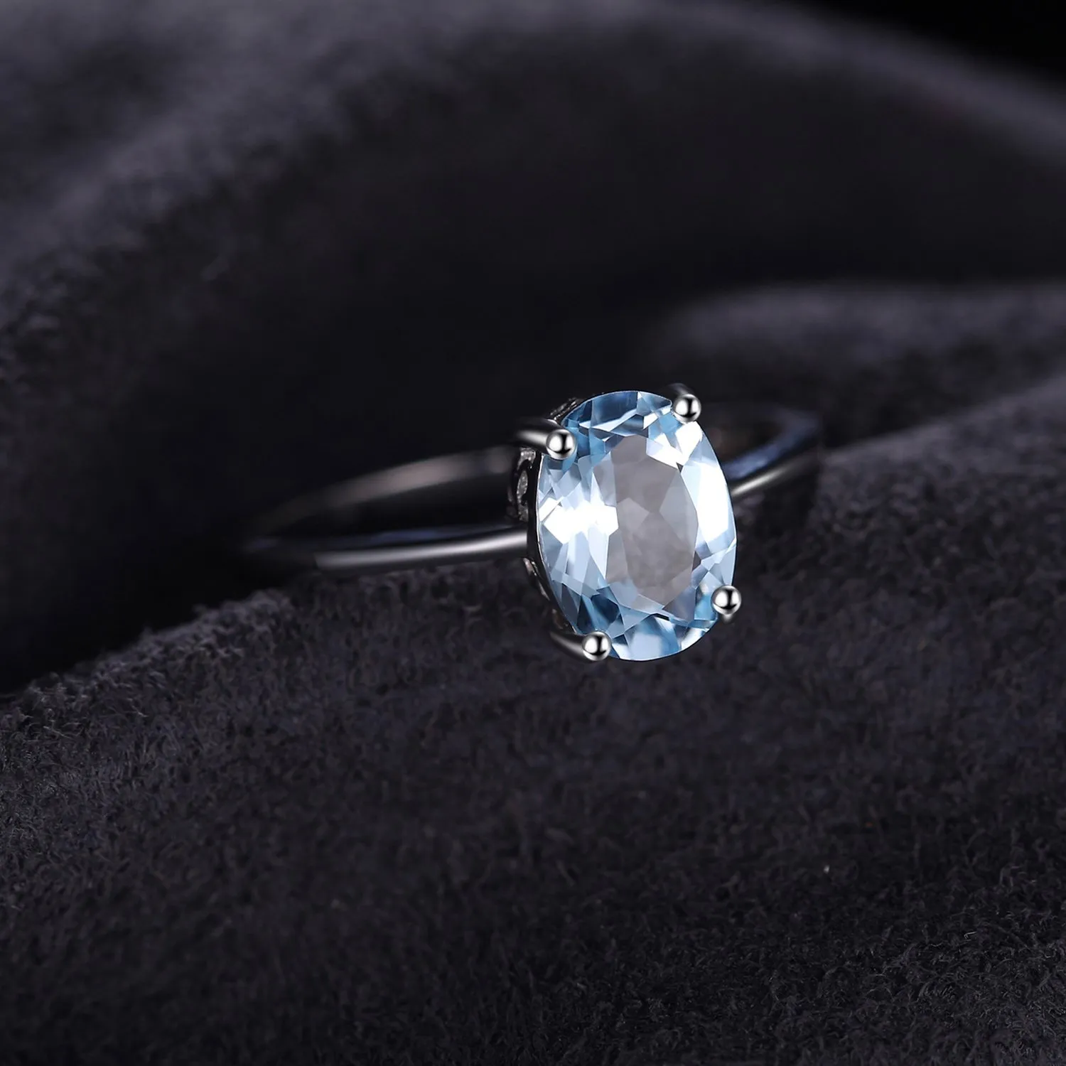 JewelryPalace Anello Donna Argento 925 Topazio Azzurro Ovale - immagine 3