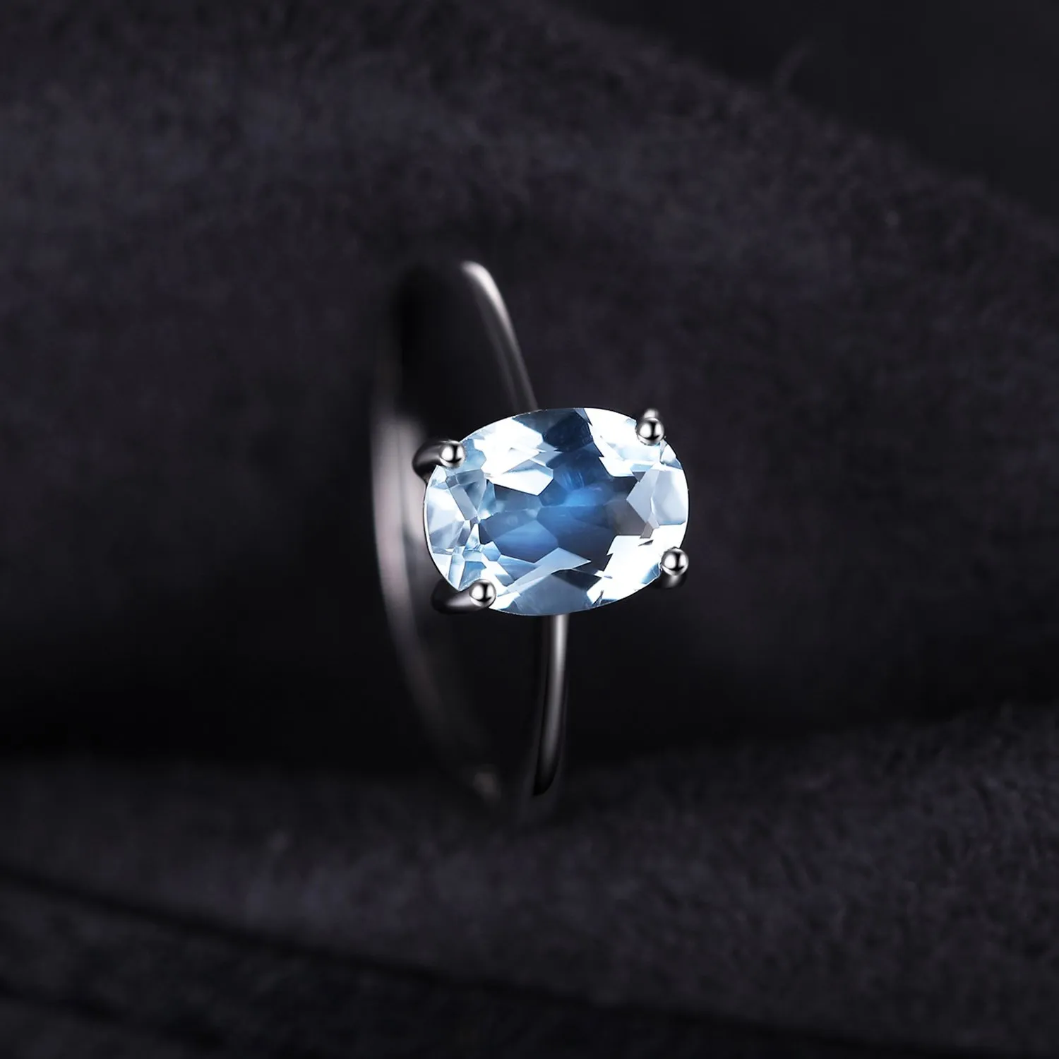 JewelryPalace Anello Donna Argento 925 con Topazio Azzurro Ovale - immagine 4