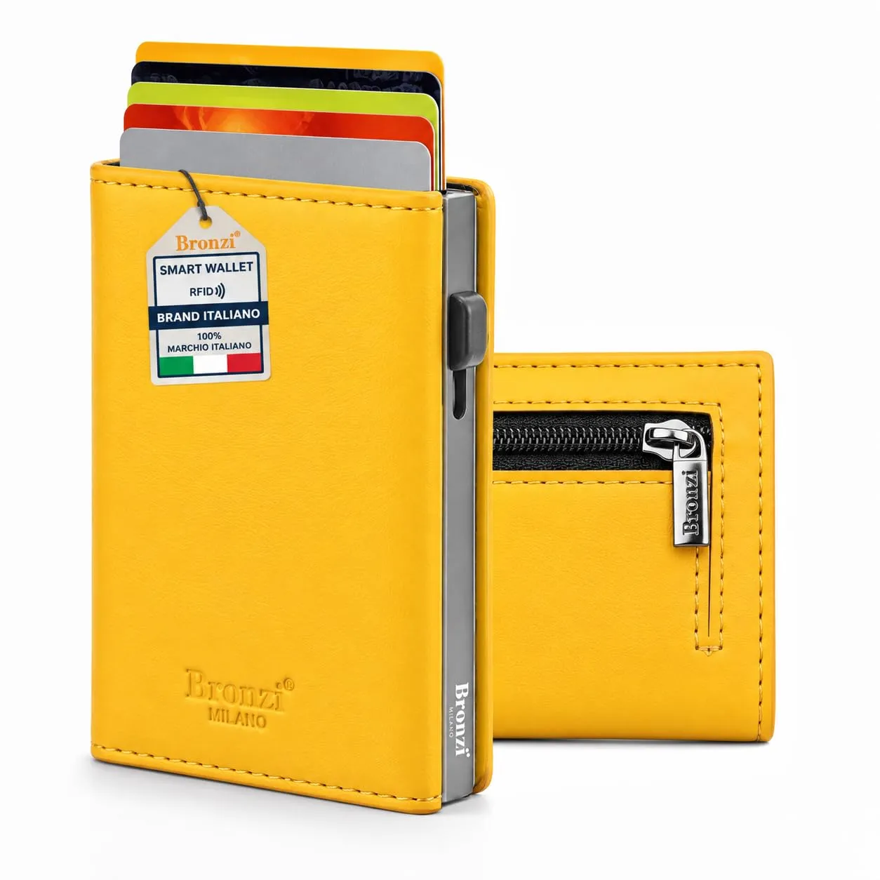 Bronzi Portafoglio Uomo Slim Revelation RFID, Pelle Giallo - immagine 1