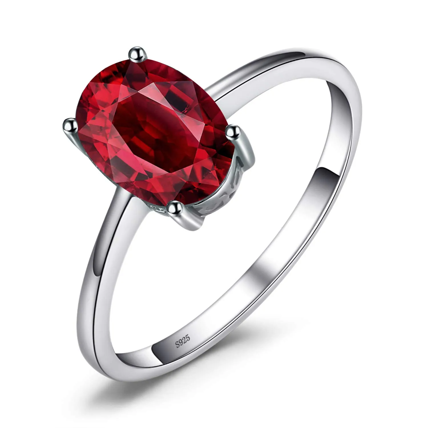 JewelryPalace Anello Donna Argento 925 con Granato Rosso Naturale Ovale, Taglia 16 - immagine 1