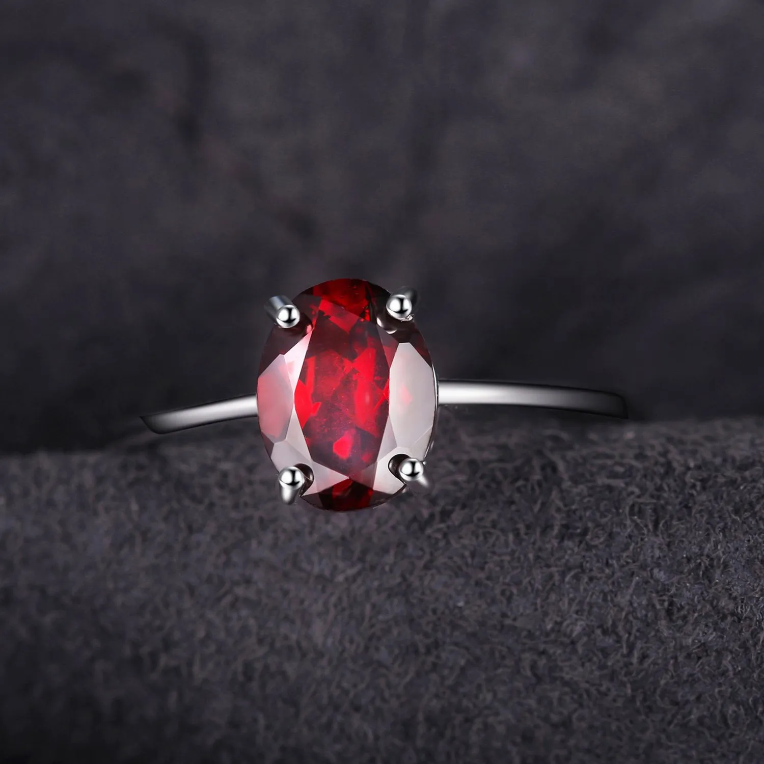 JewelryPalace Anello Donna Argento 925 Granato Rosso Naturale Ovale Taglia 10.5 - immagine 4