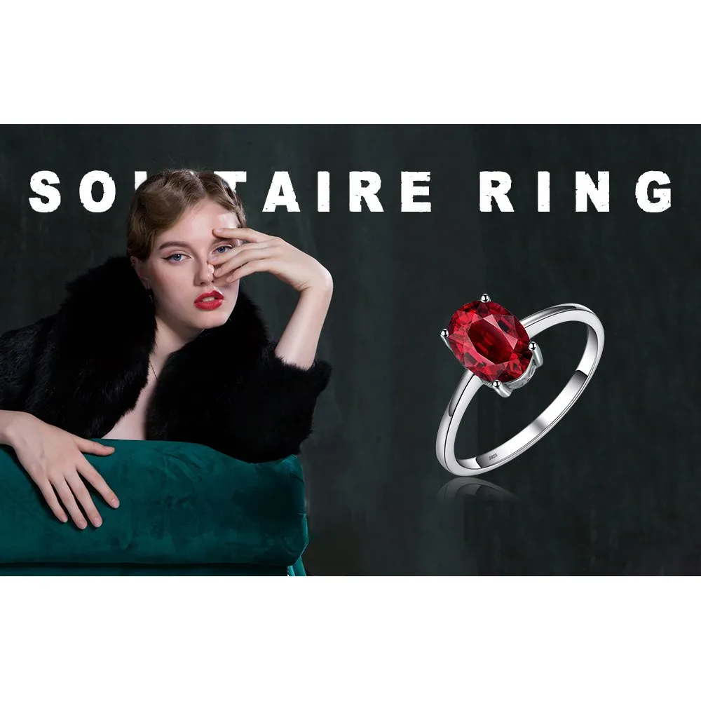 JewelryPalace Anello Donna Argento 925 Granato Rosso Naturale Ovale Taglia 10.5 - immagine 6