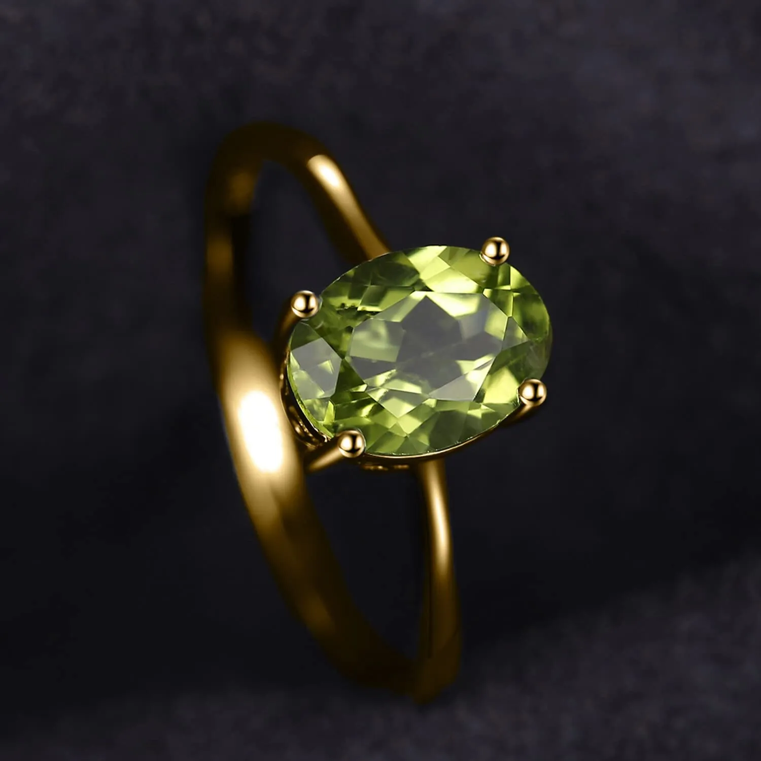 JewelryPalace Anello Argento 925 Peridoto Verde Solitario Ovale Dorato Taglia 11.5 - immagine 2