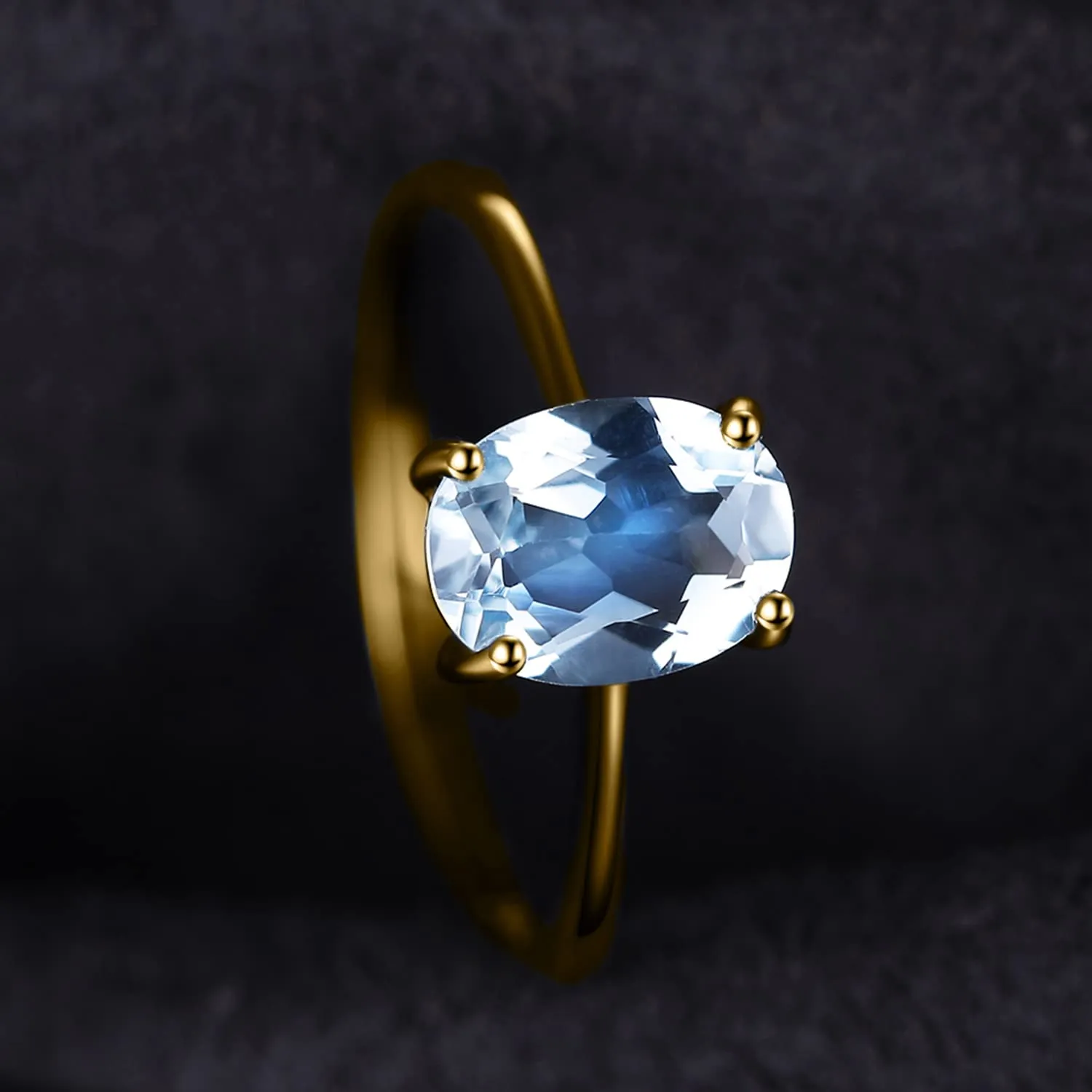 JewelryPalace Anello Donna in Argento 925 con Topazio Azzurro Ovale - immagine 3
