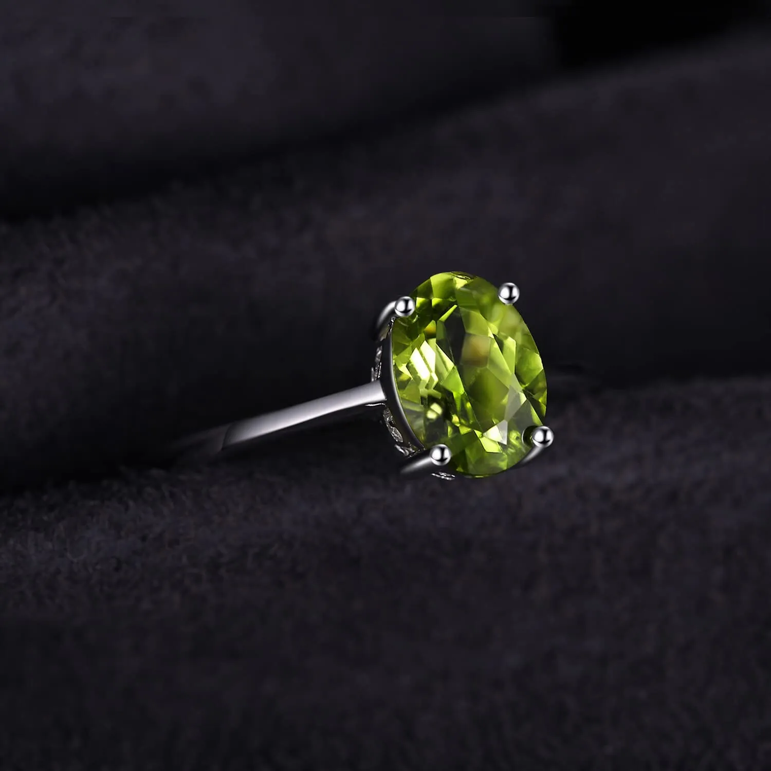 JewelryPalace Anello in Argento 925 con Peridoto Verde Naturale, Taglio Ovale, Misura 9.5 - immagine 5
