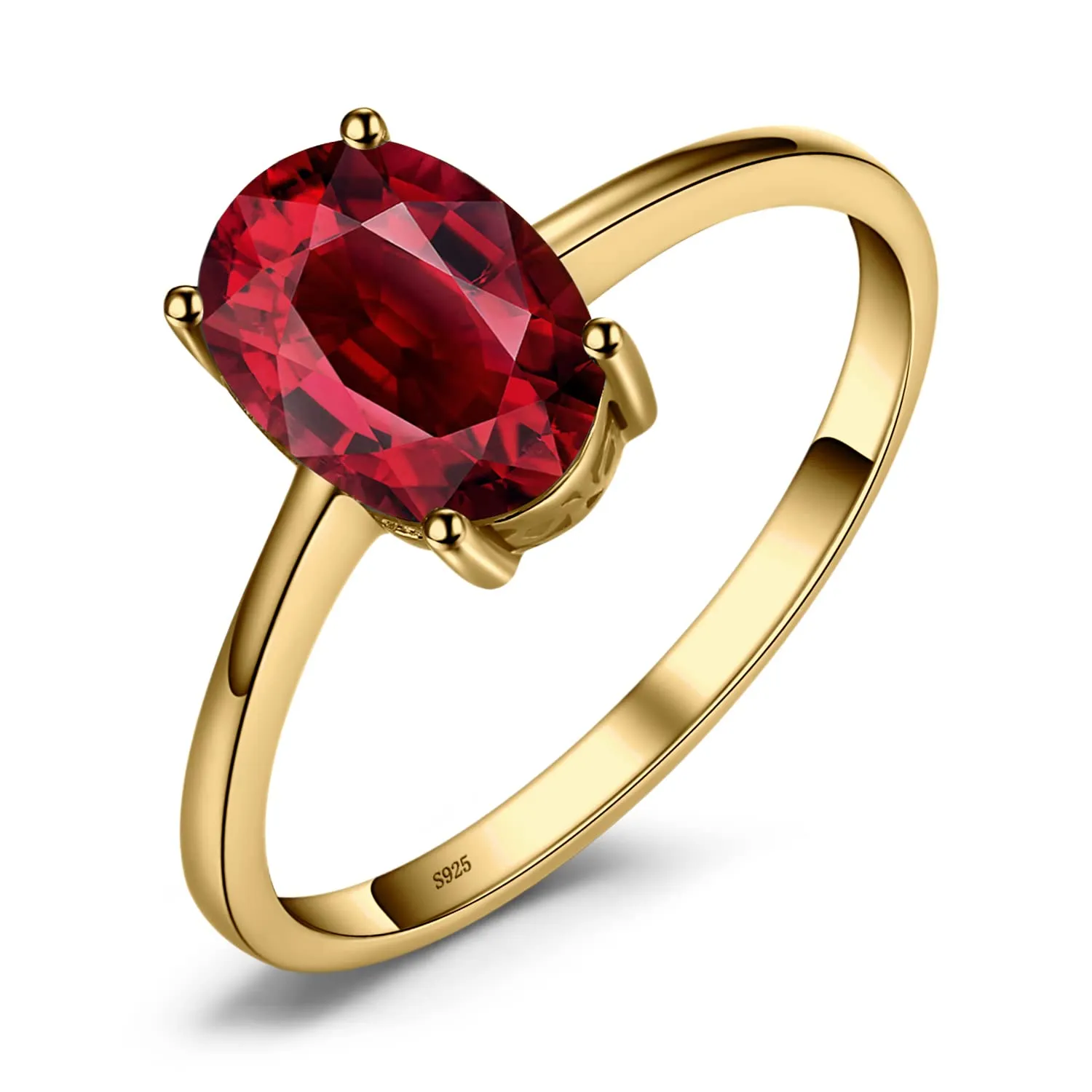 JewelryPalace Anello Donna Argento 925 con Granato Rosso Ovale Dorato - immagine 1