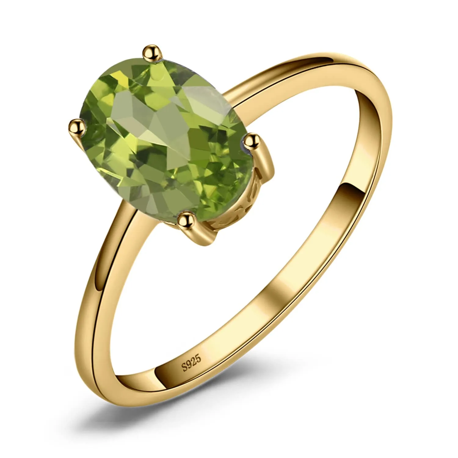 JewelryPalace Anello Donna in Argento 925 con Peridoto Verde Ovale Dorato - immagine 1