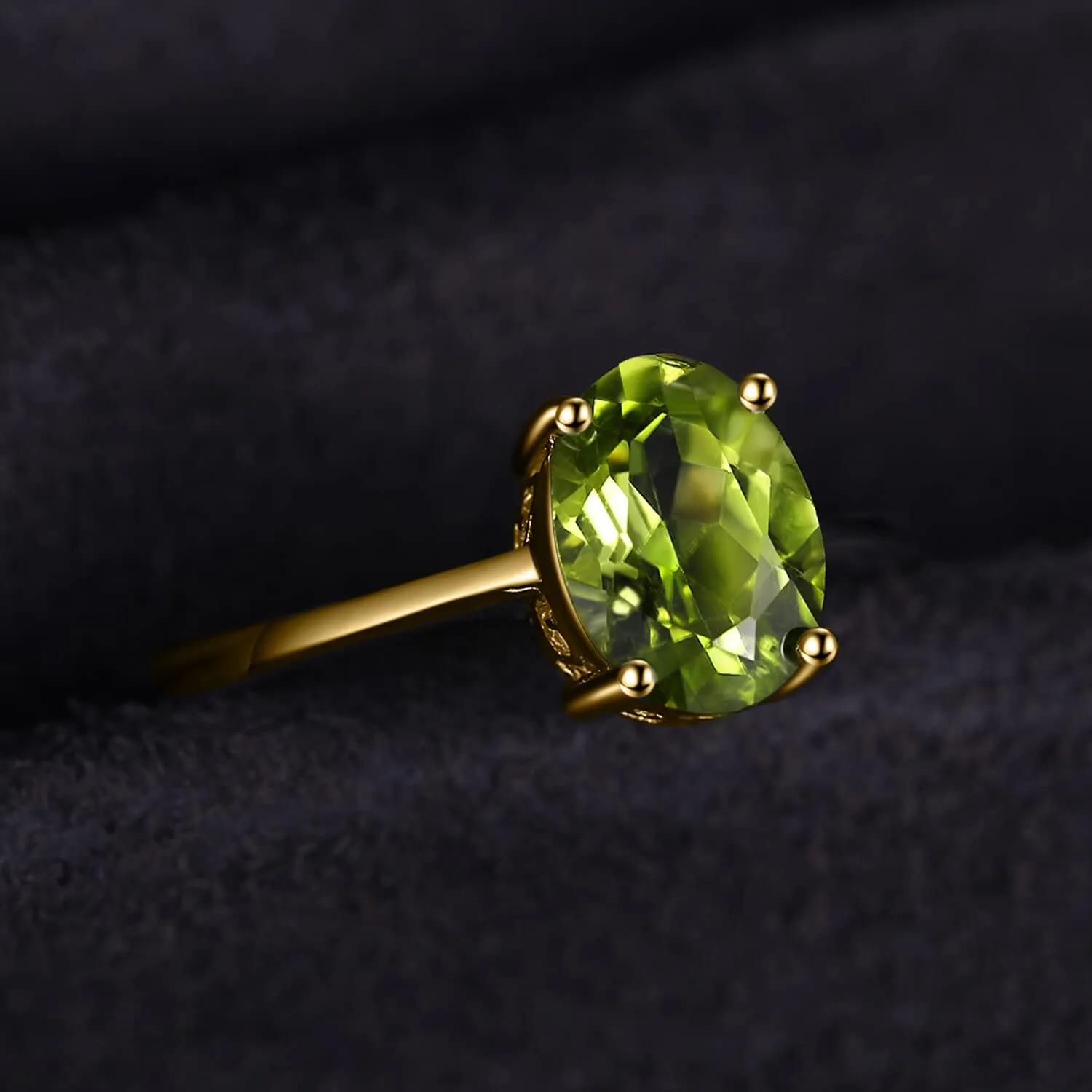 JewelryPalace Anello Donna Argento 925 Peridoto Verde Naturale Ovale Dorato Taglia 10.5 - immagine 4