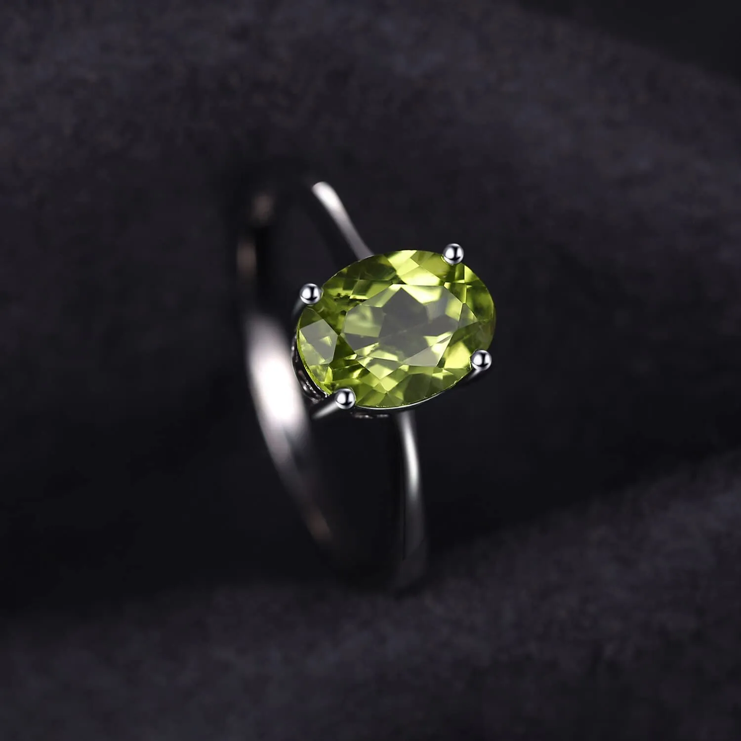 JewelryPalace Anello Donna in Argento 925 con Peridoto Verde Naturale Ovale, Taglia 7 - immagine 3
