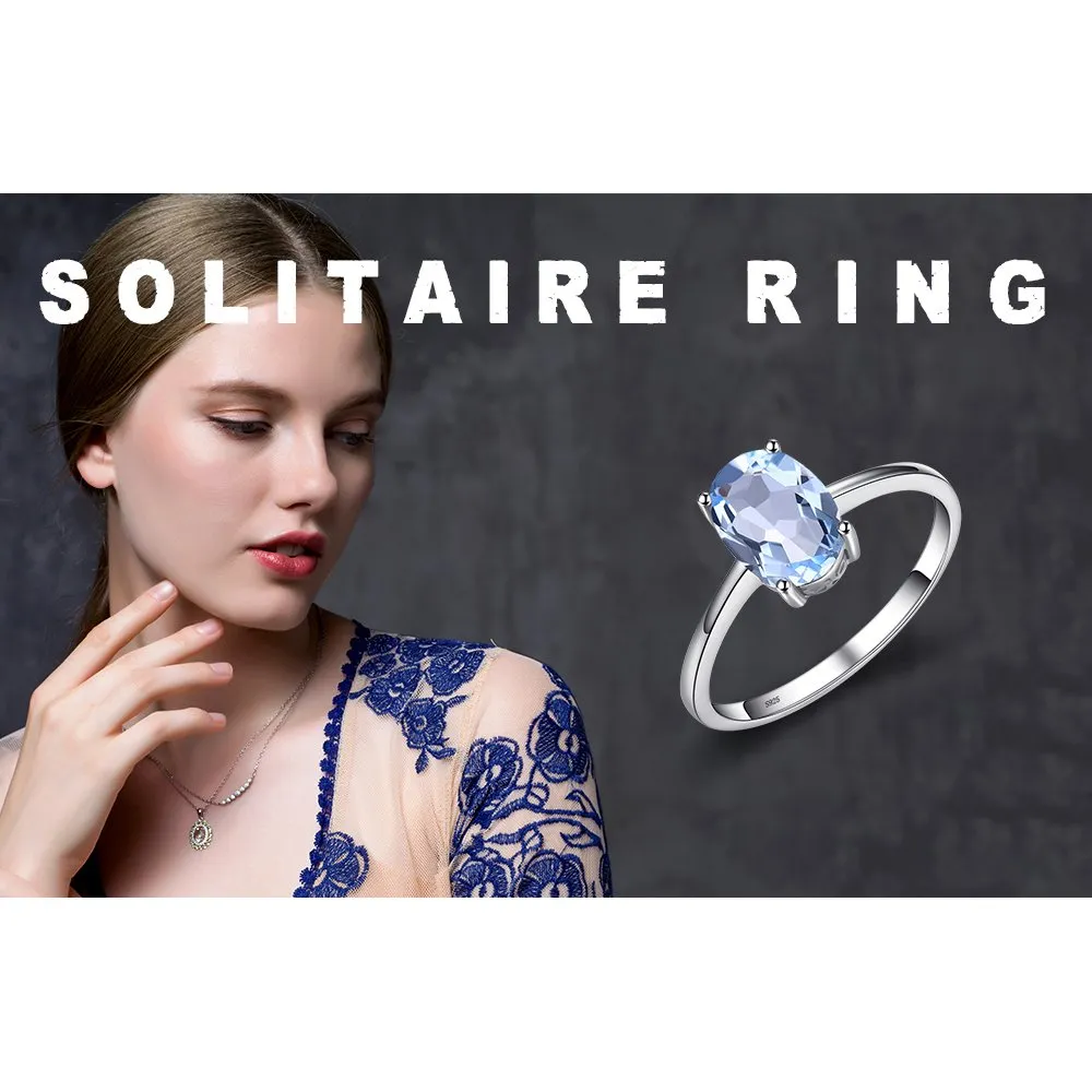 JewelryPalace Anello Donna in Argento 925 con Topazio Azzurro Ovale - immagine 6
