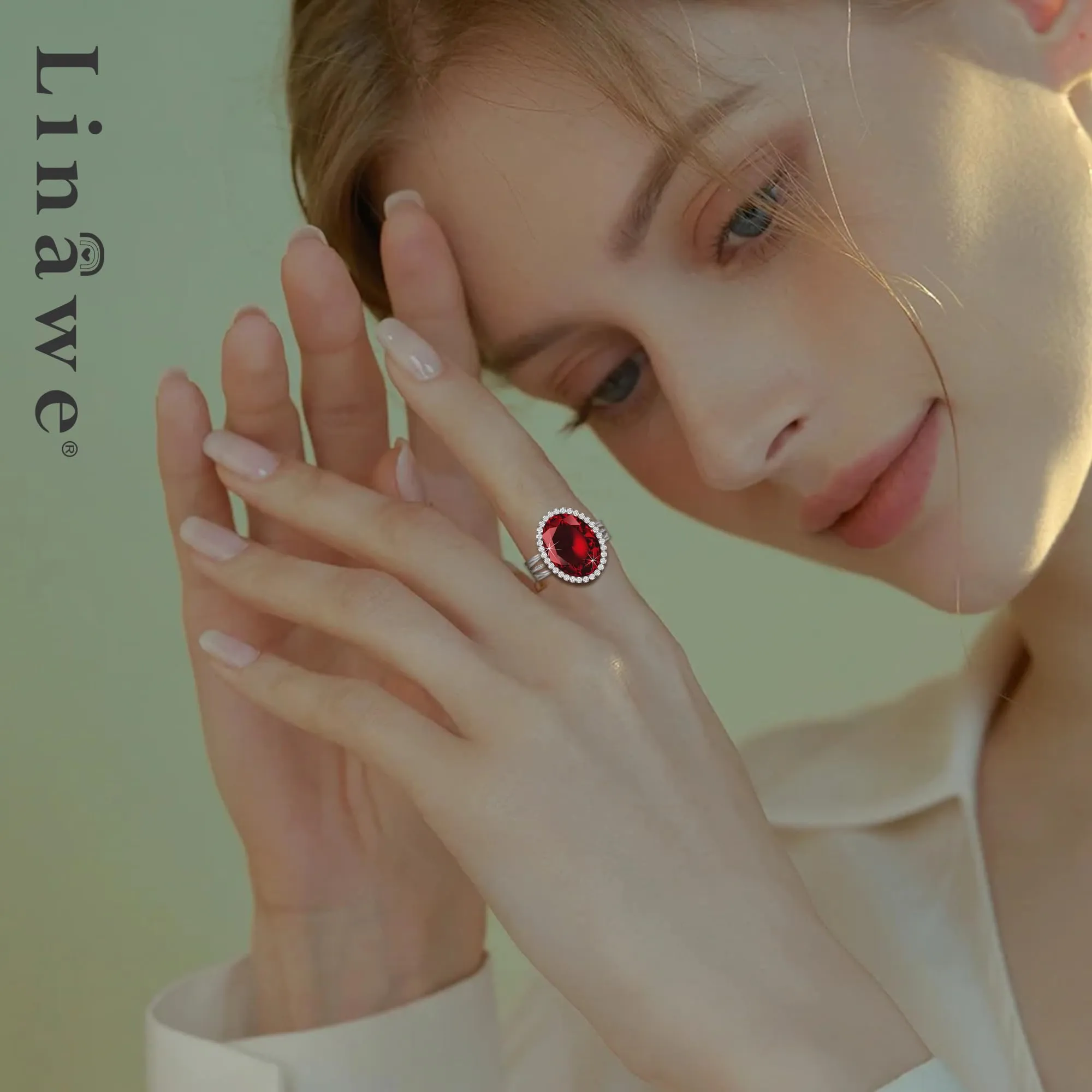 Linawe Anello Regolabile in Moissanite e Zirconi Argento - immagine 3