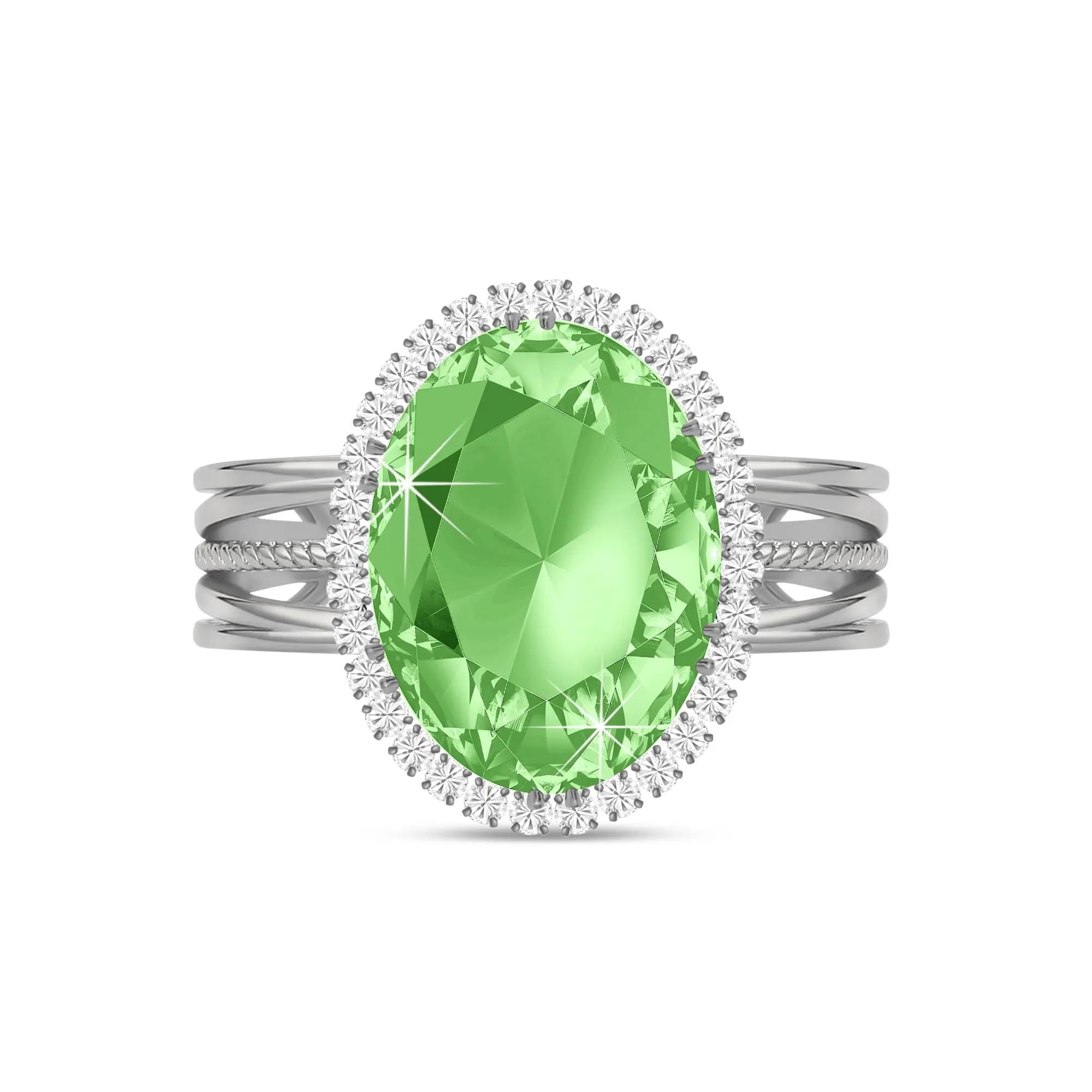 Linawe Anello da Donna Regolabile con Moissanite e Zirconi in Oro Bianco/Argento - immagine 1