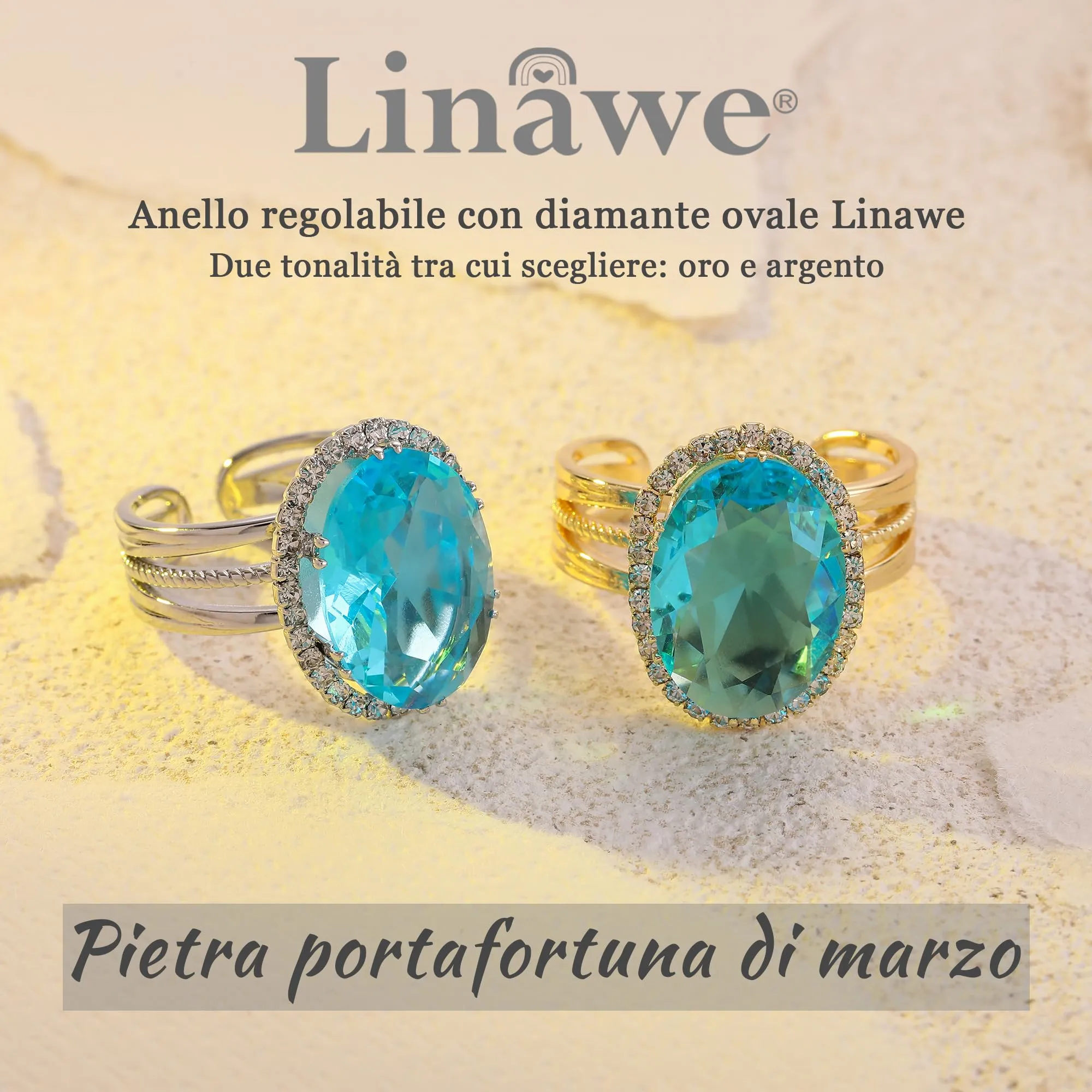 Linawe Anello da Donna Regolabile con Moissanite Sintetica e Zirconi Argento - immagine 5