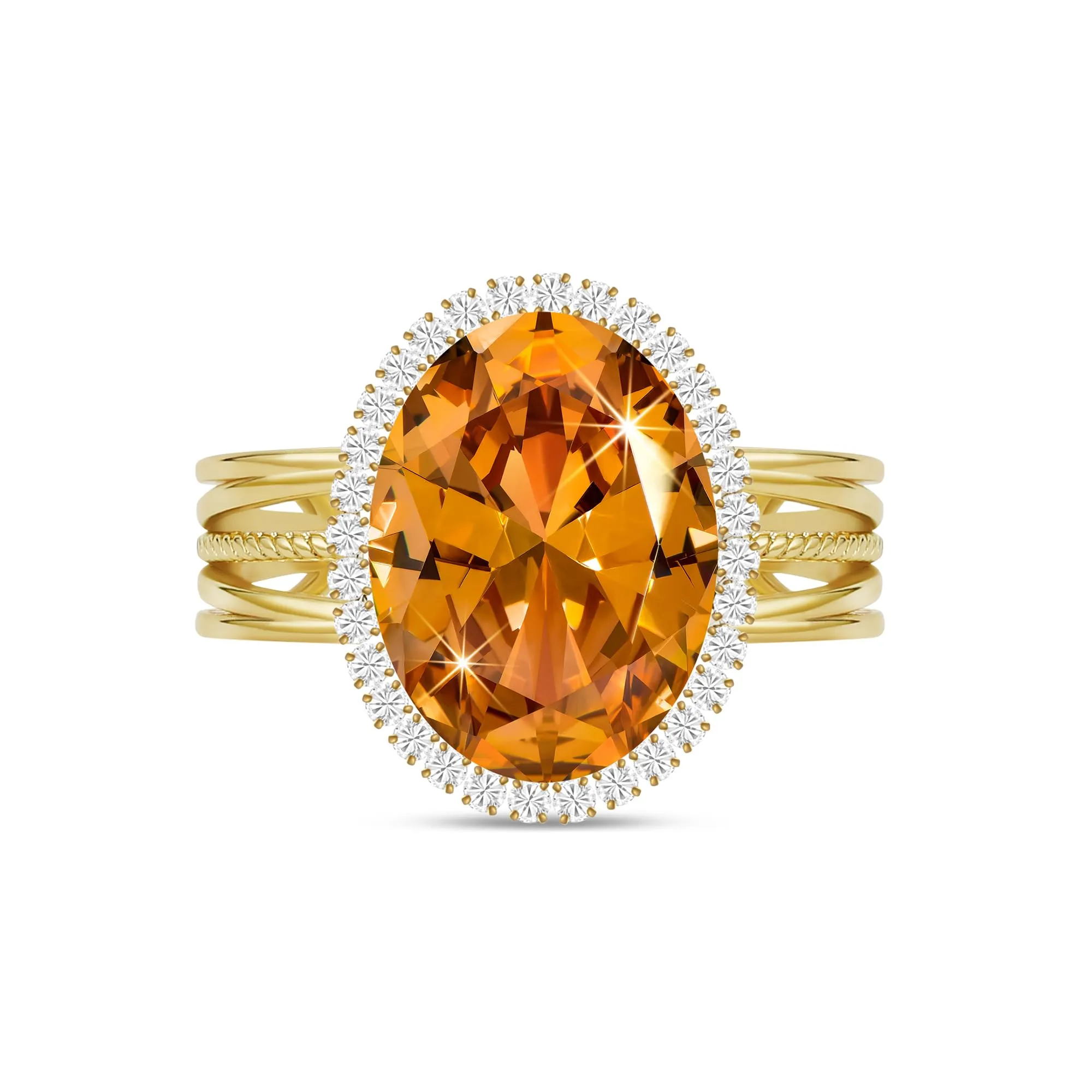 Linawe Anello Regolabile in Oro Placcato con Moissanite Giallo Citrino - immagine 1
