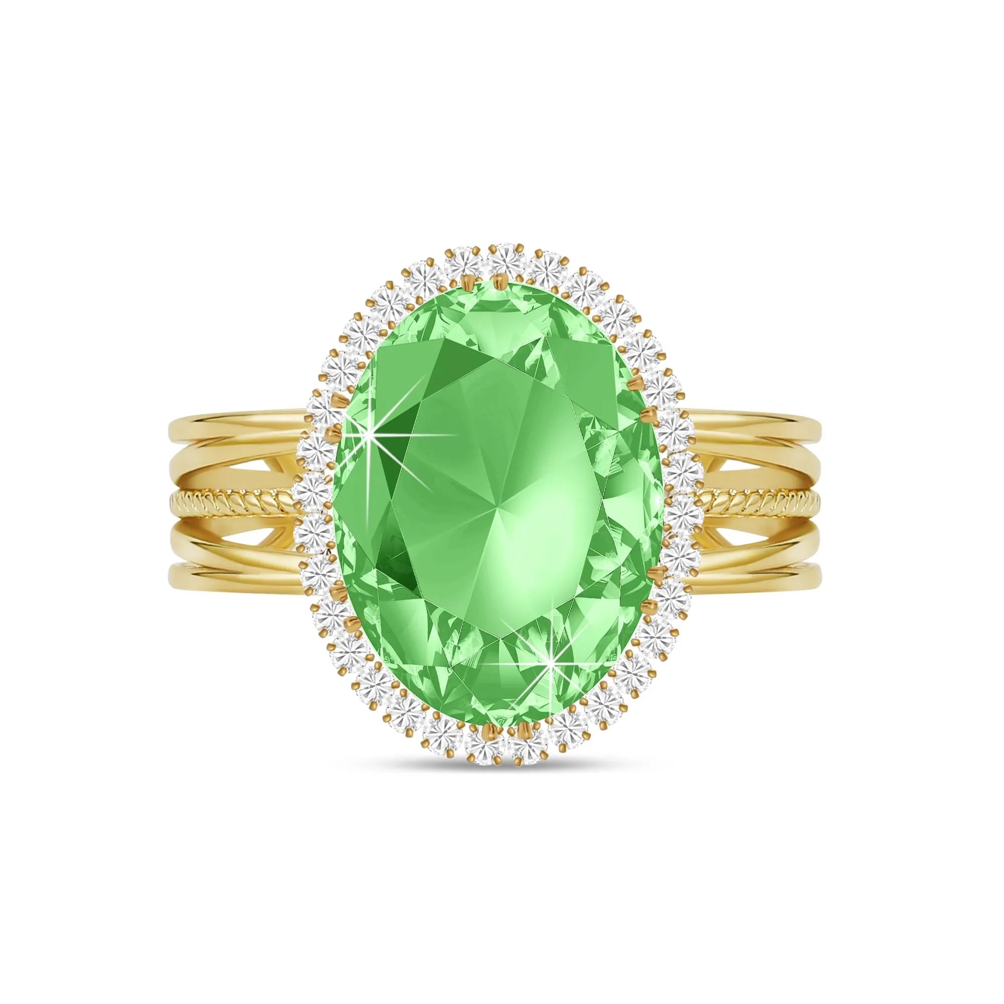 Linawe Anello da donna regolabile placcato oro con pietra turchese e zirconi - immagine 1
