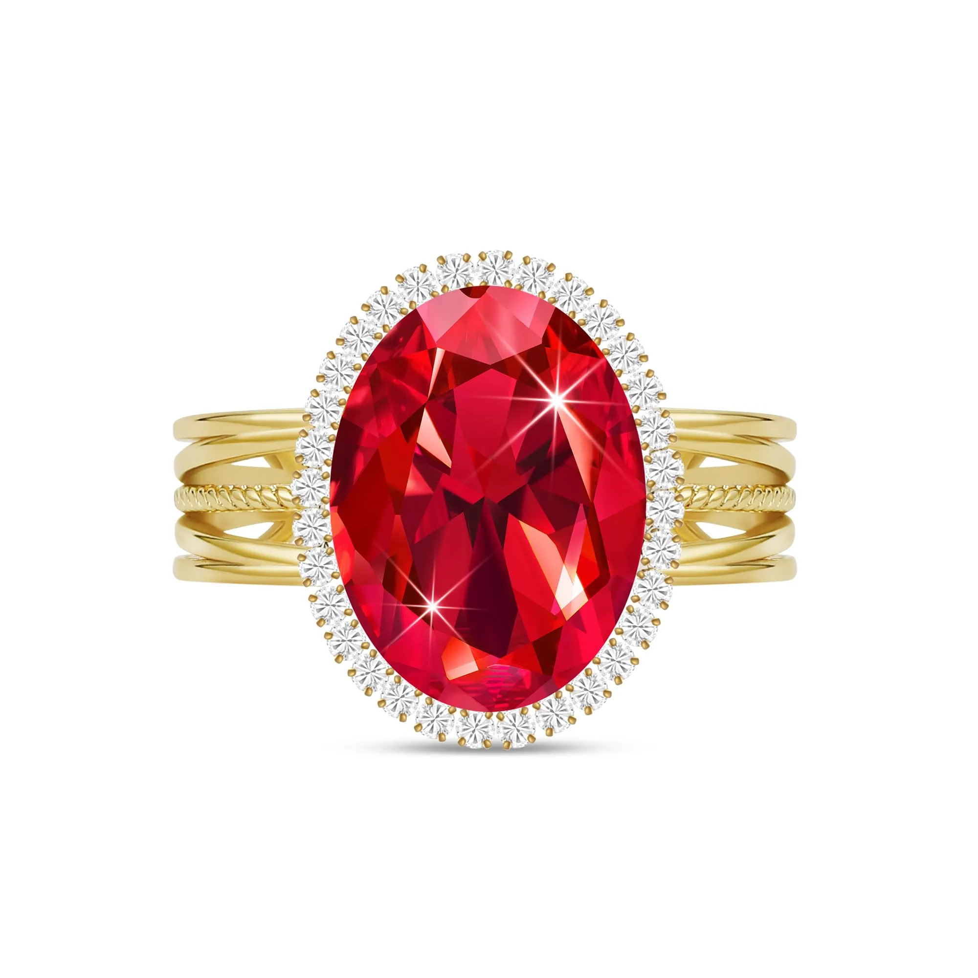 Linawe Anello da Donna Regolabile in Moissanite con Zirconi Placcato Oro 14k - immagine 1